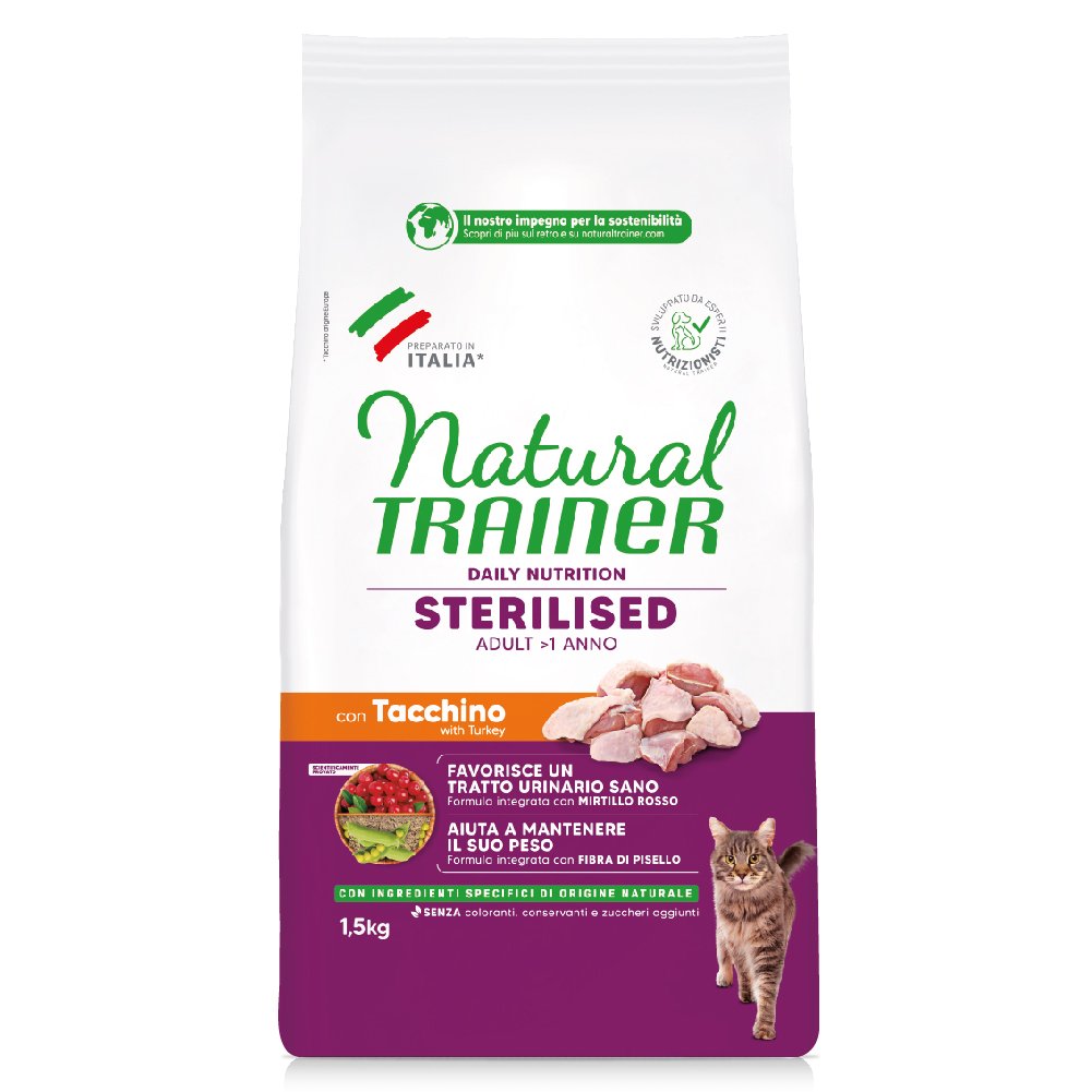 Natural Trainer Cat Adult Sterilised Tacchino 1,5 Kg