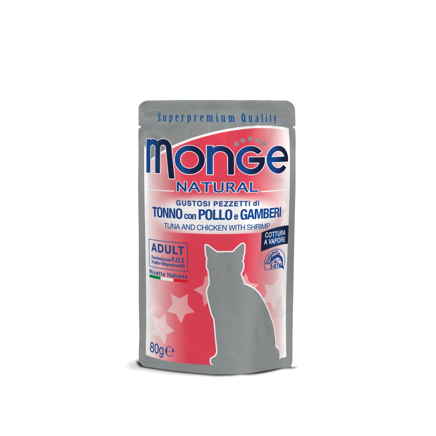Monge Natural Cat Adult Pezzetti di Tonno con Pollo e Gamberi 80 gr
