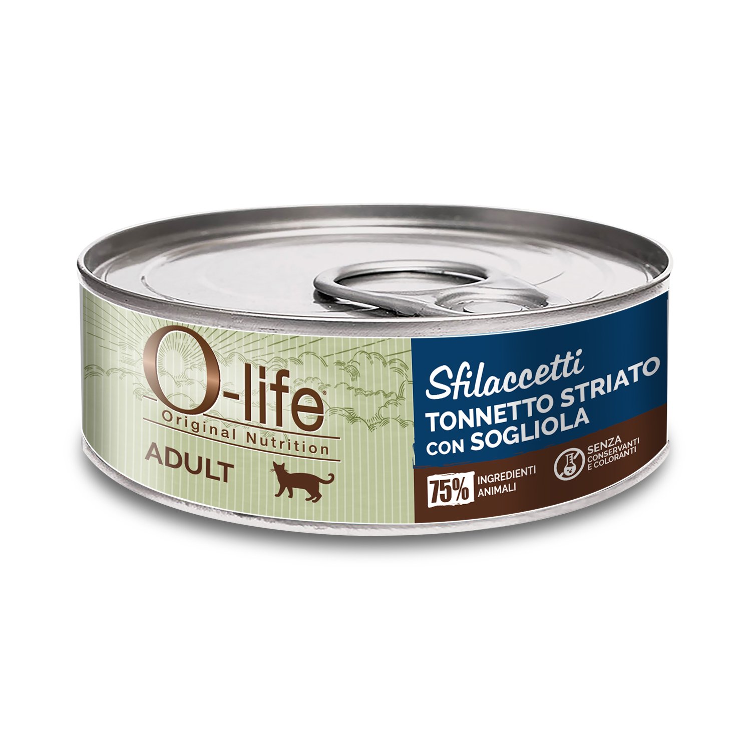 O-life Cat Adult Sfilaccetti Tonnetto Striato e Sogliola 70 gr