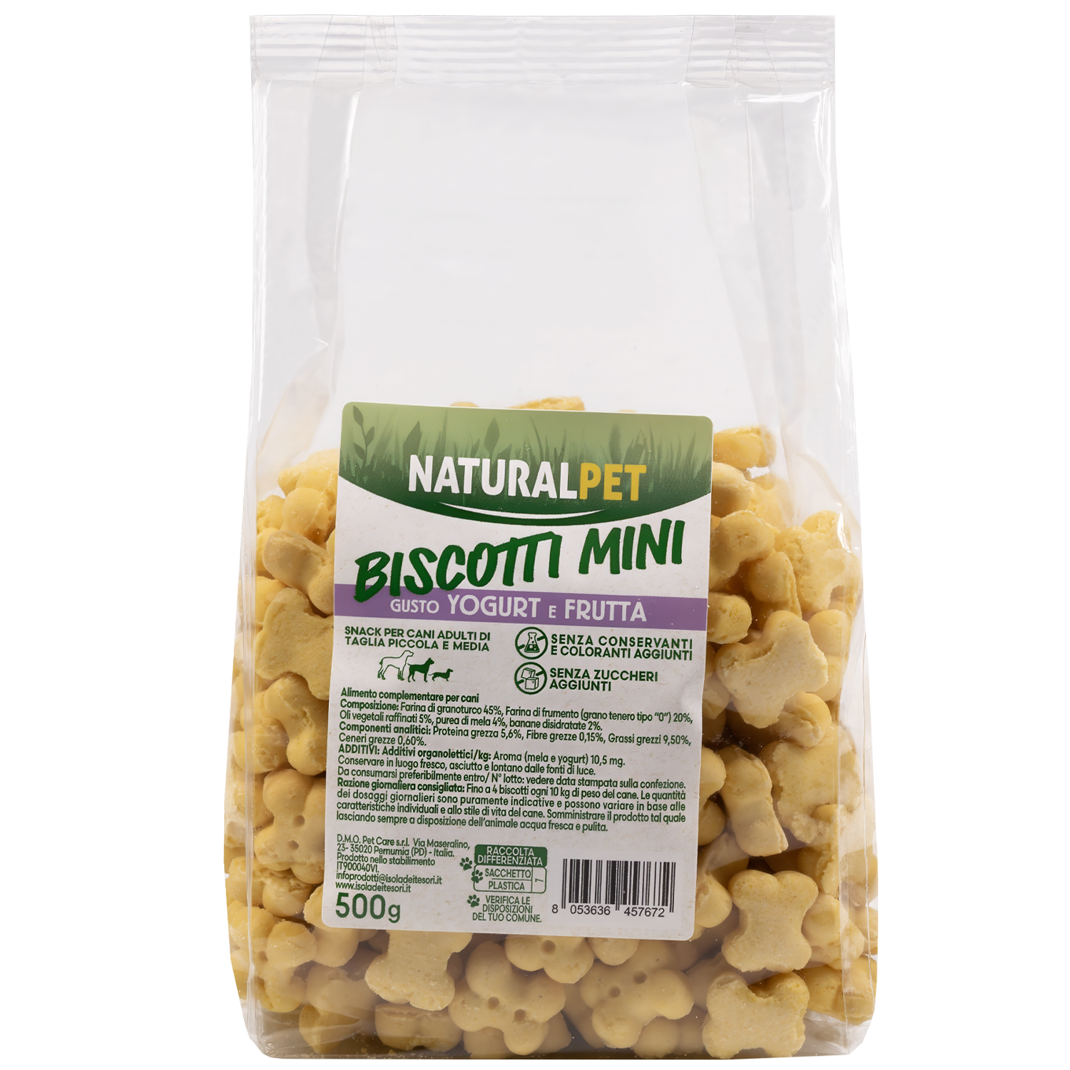 Naturalpet Dog Adult Mini&Medium Snack biscotti gusto yogurt e frutta 500gr img
