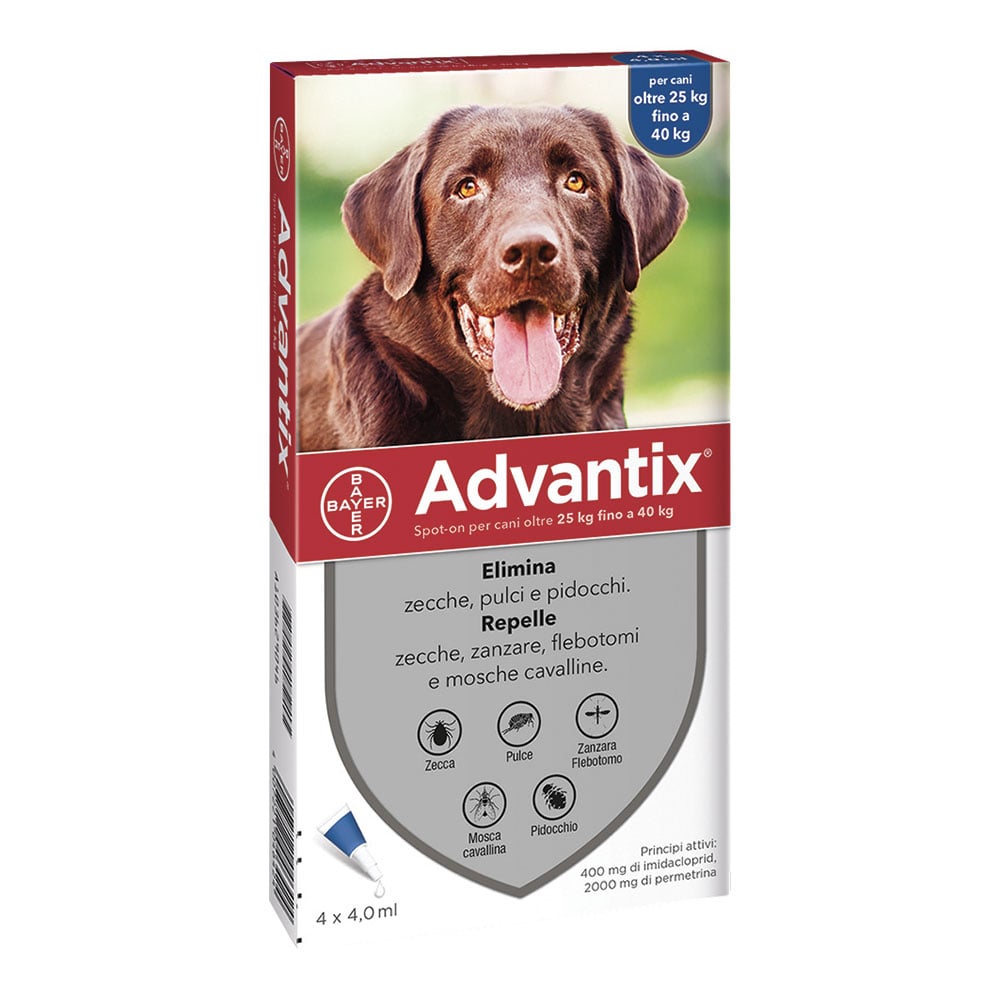 ADVANTIX BAYER SPOT-ON CANI da 0 a 4 kg SCAD 2025 - 4 pipette DA € 19,10 CAD. img 1
