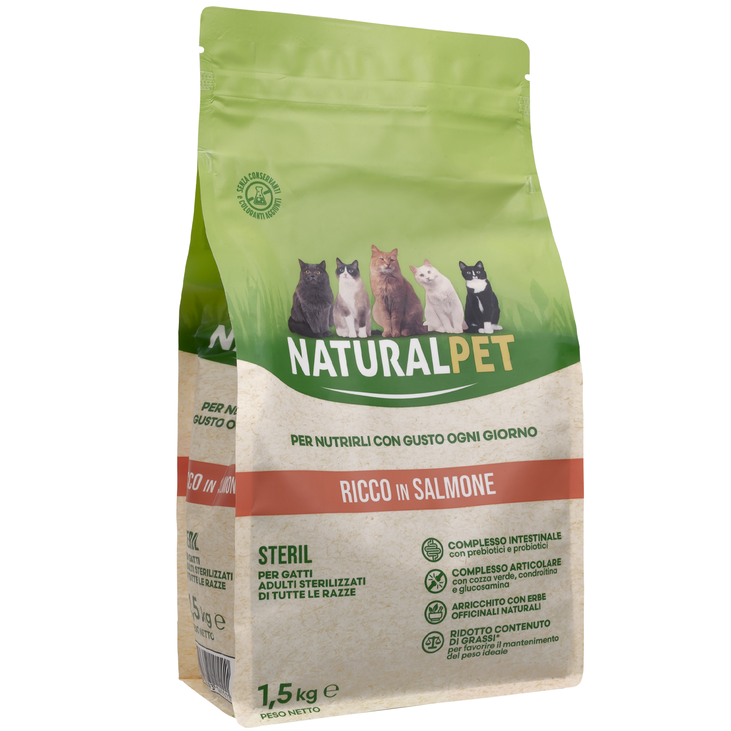 Naturalpet Cat Adult Sterilised ricco in Salmone 1,5kg