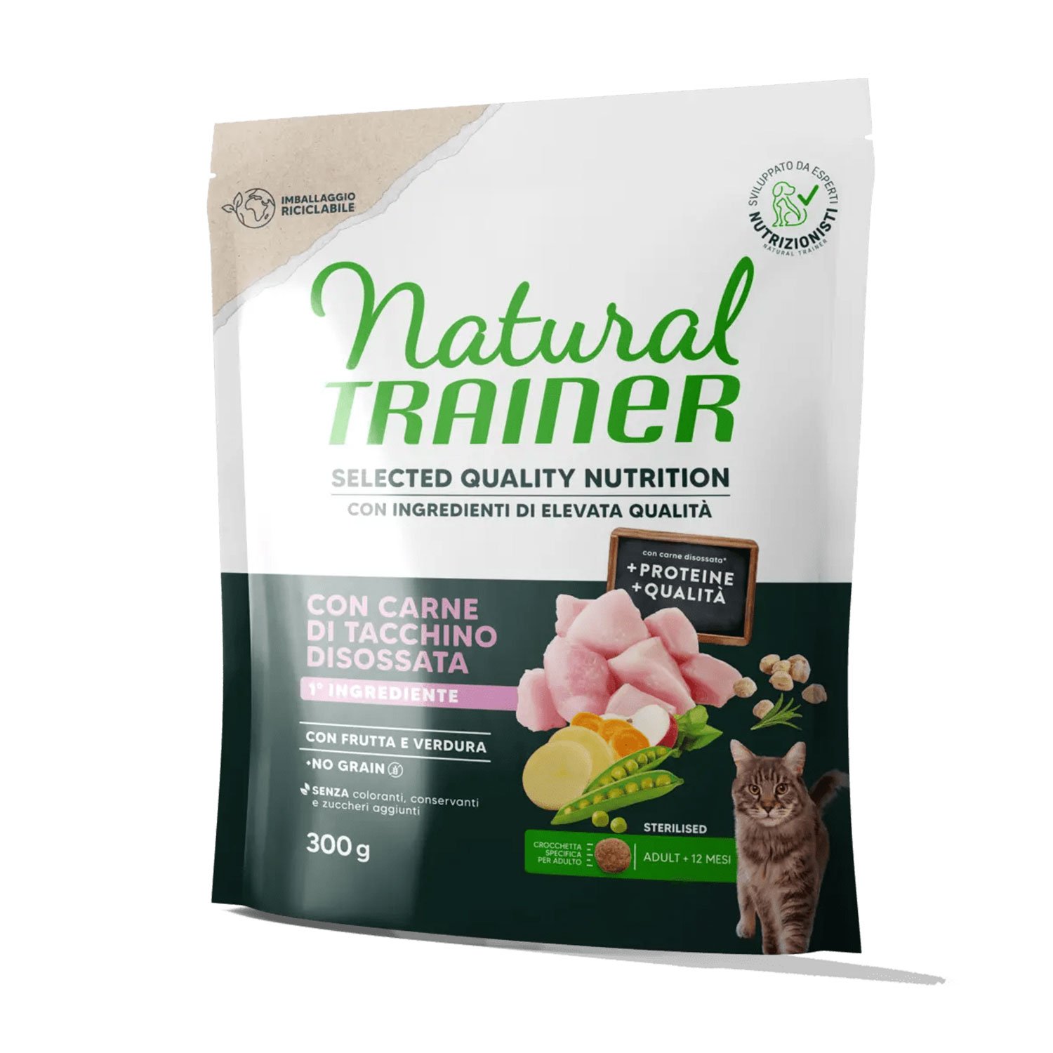 Natural Trainer Selected Quality Nutrition Cat Steril con Tacchino 300gr