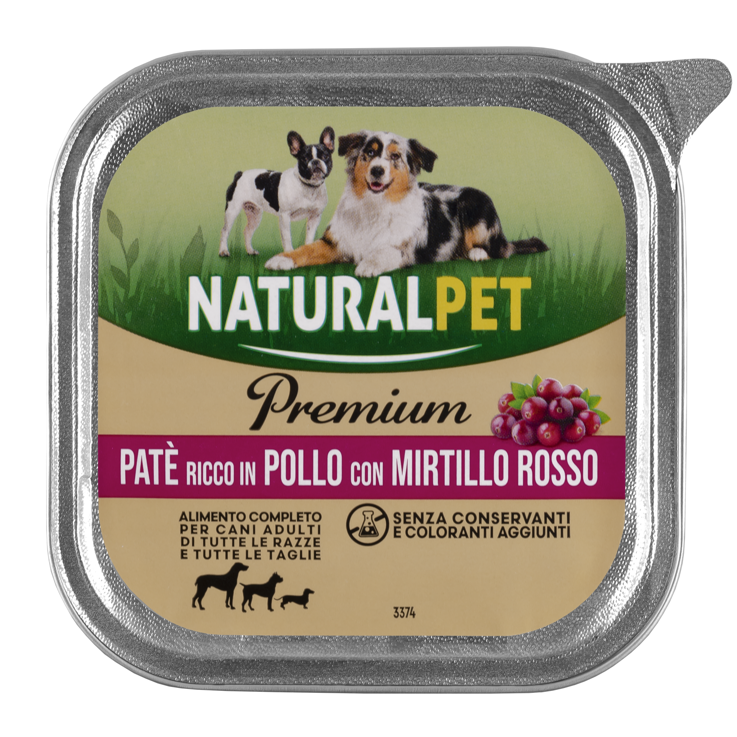 Naturalpet Premium Dog Adult All breeds paté ricco in pollo con mirtillo rosso 150gr