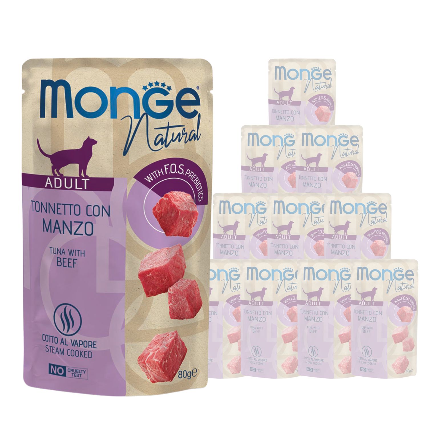Monge Natural Cat Adult Pezzetti di Tonno con Manzo 80 gr