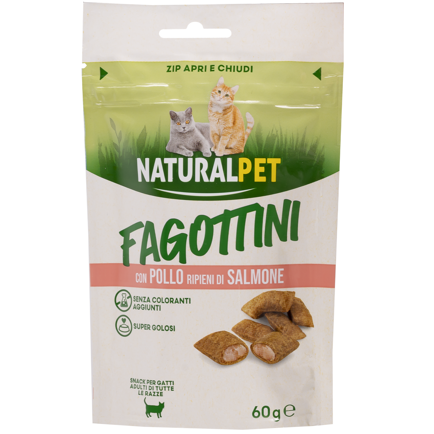 Naturalpet Snack Fagottini con Pollo ripieni di Salmone 60 gr