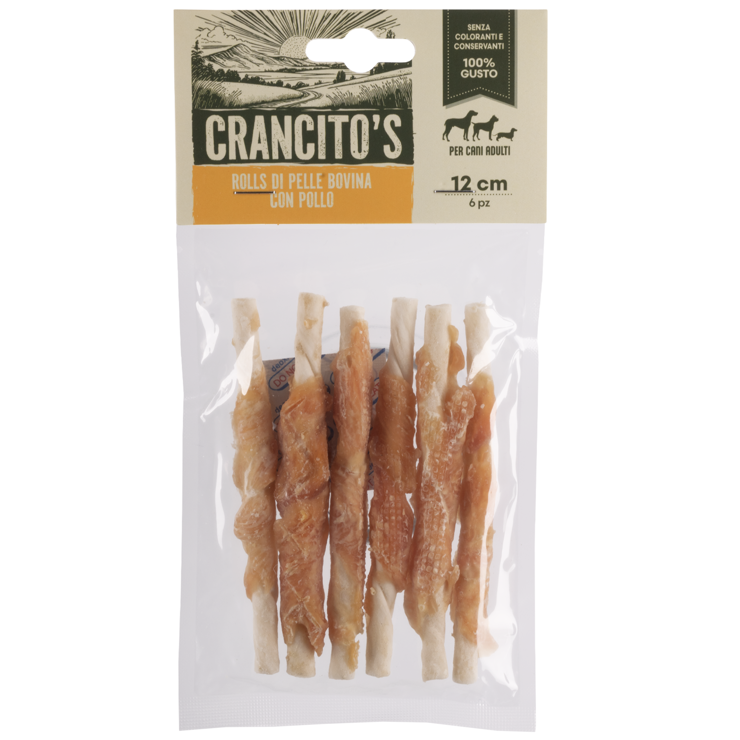 Crancito's Rolls di pelle bovina con pollo 6pz 12cm
