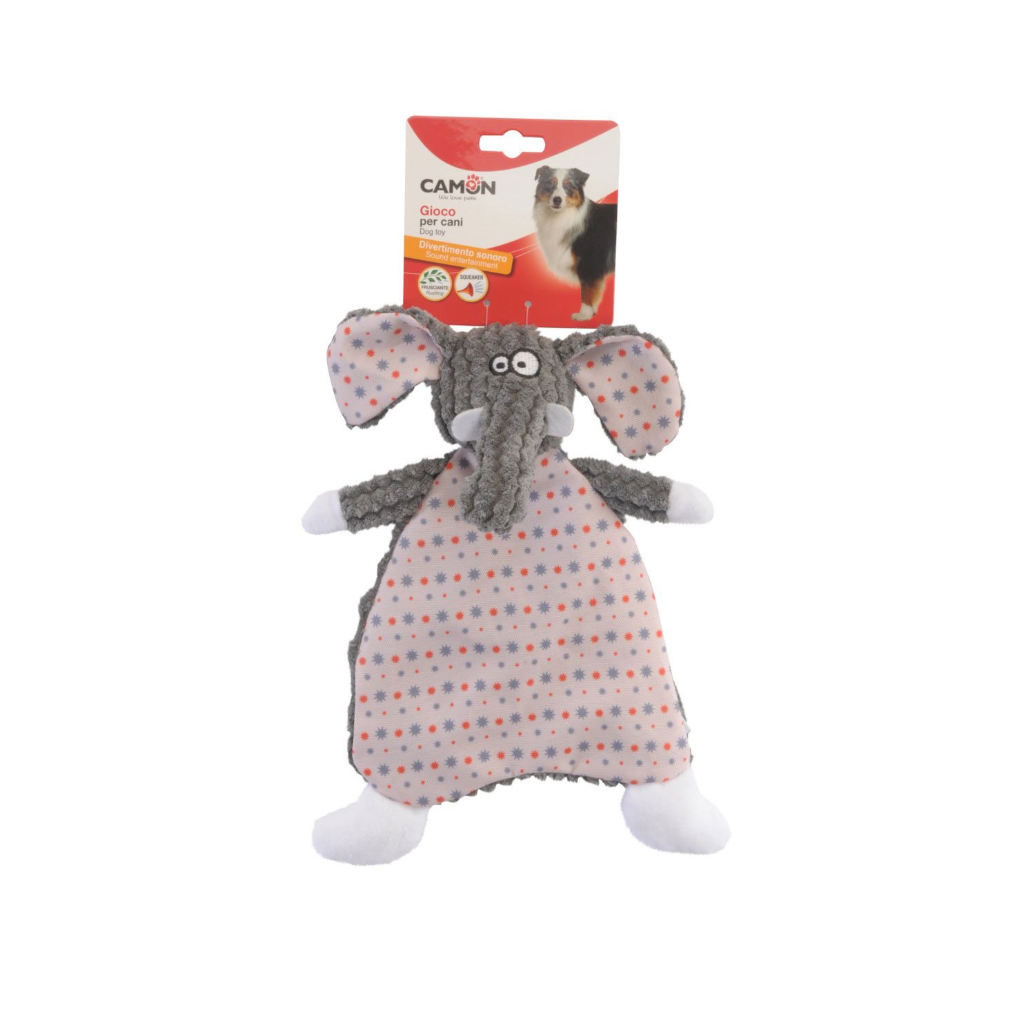 Camon Gioco per cani Elefante o volpe con squeaker 30 cm
