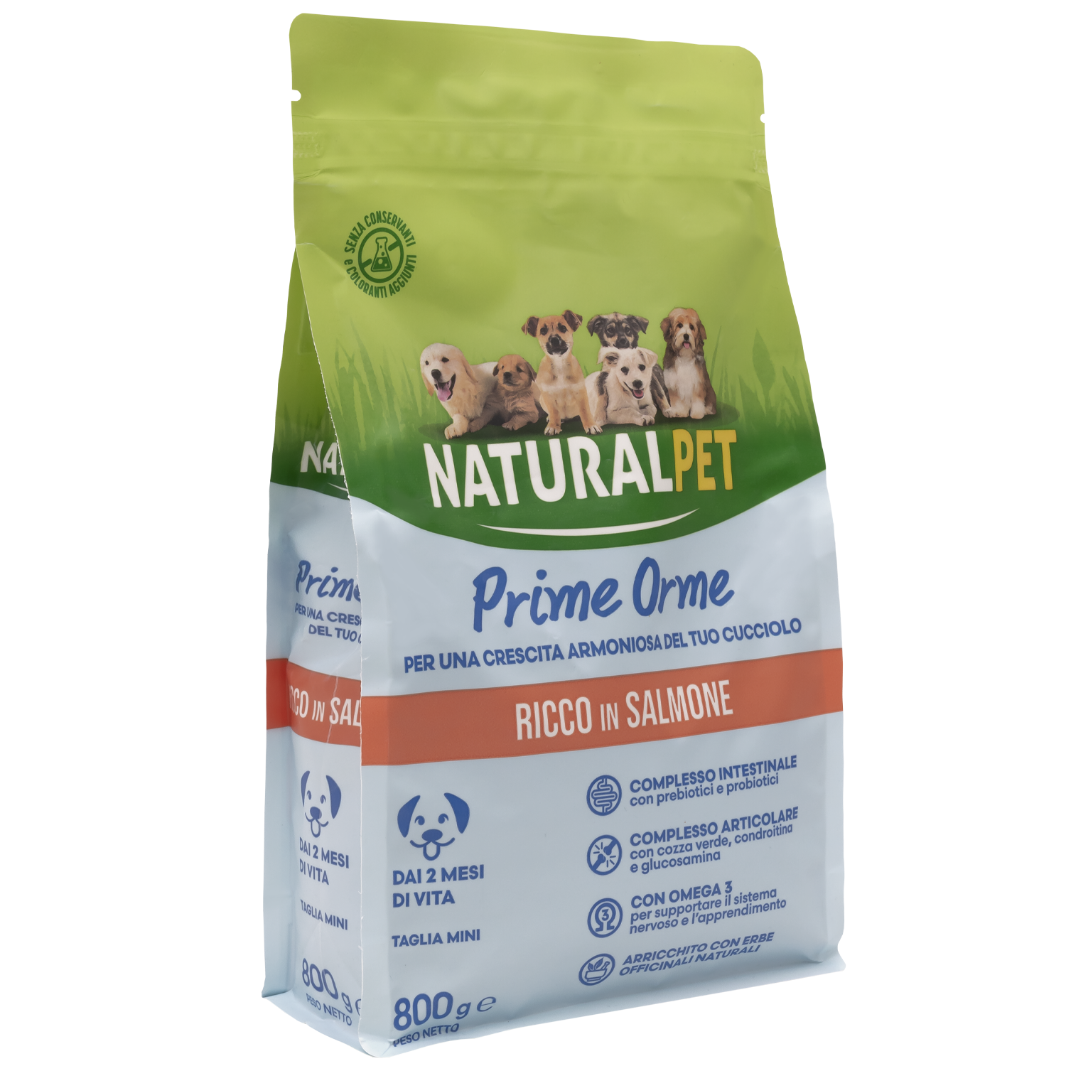 Naturalpet Prime Orme Puppy Mini ricco in Salmone 800gr