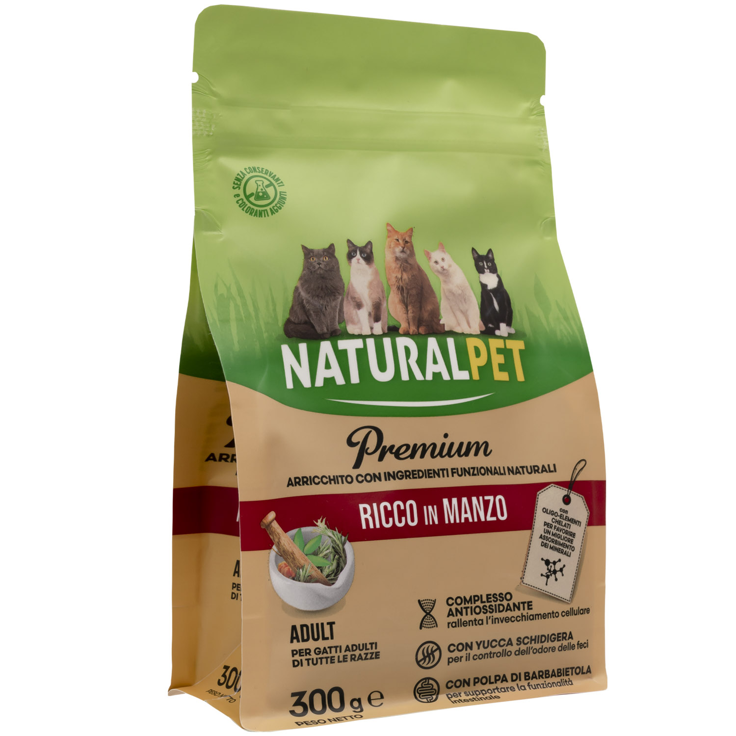 Naturalpet Premium Cat Adult ricco in Manzo 300gr