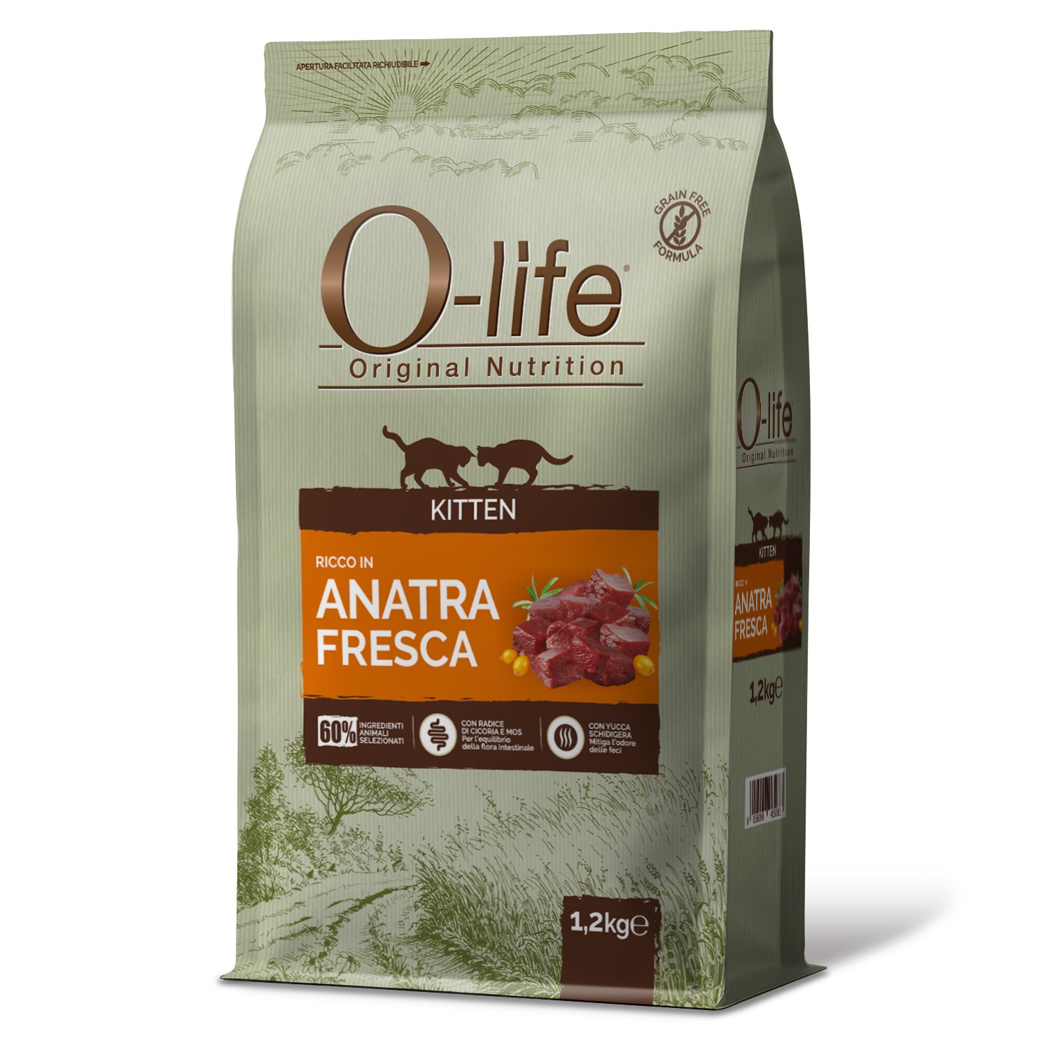 O-life Cat Kitten con Anatra 1,2 Kg