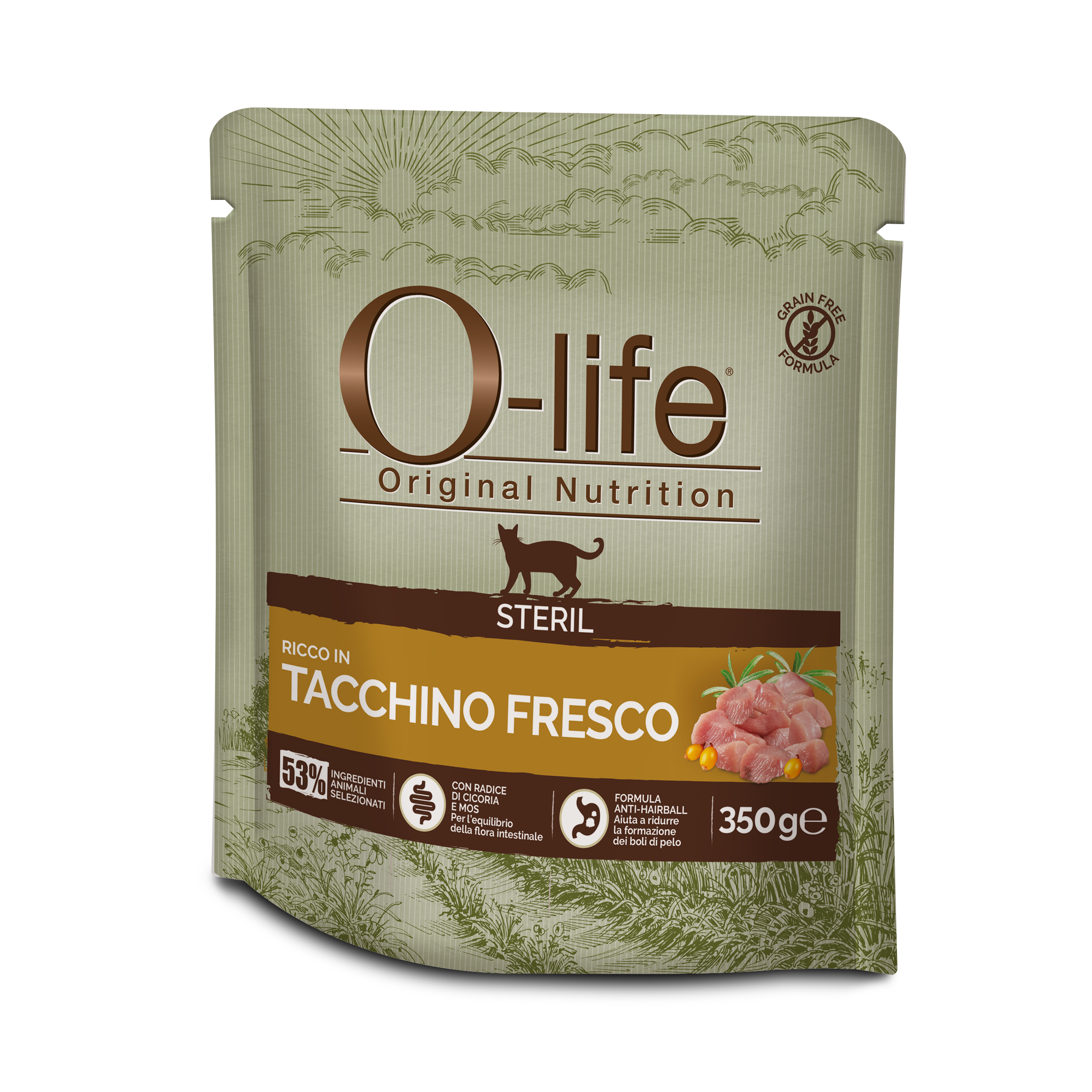 O-life Cat Adult Sterilised con Tacchino 350 gr
