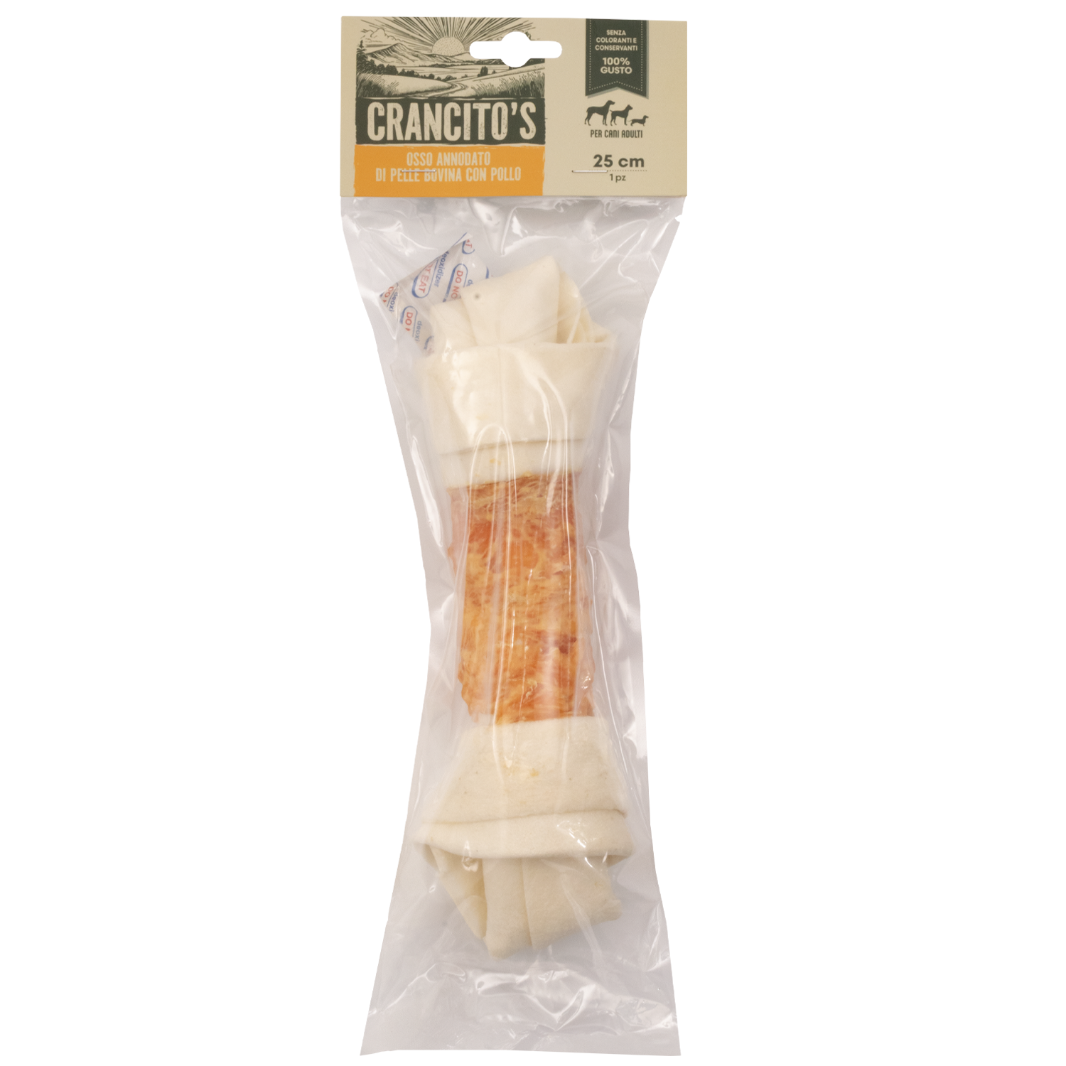 Crancito's Dog Adult Osso annodato di pelle bovina con pollo 25cm 1pz img