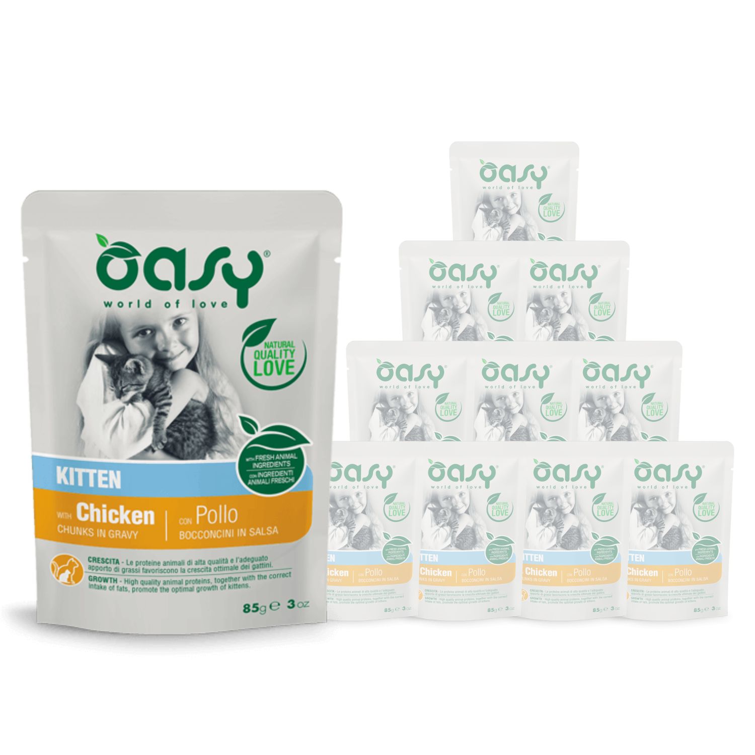 Oasy Cat Kitten Bocconcini Pollo Busta 85 gr