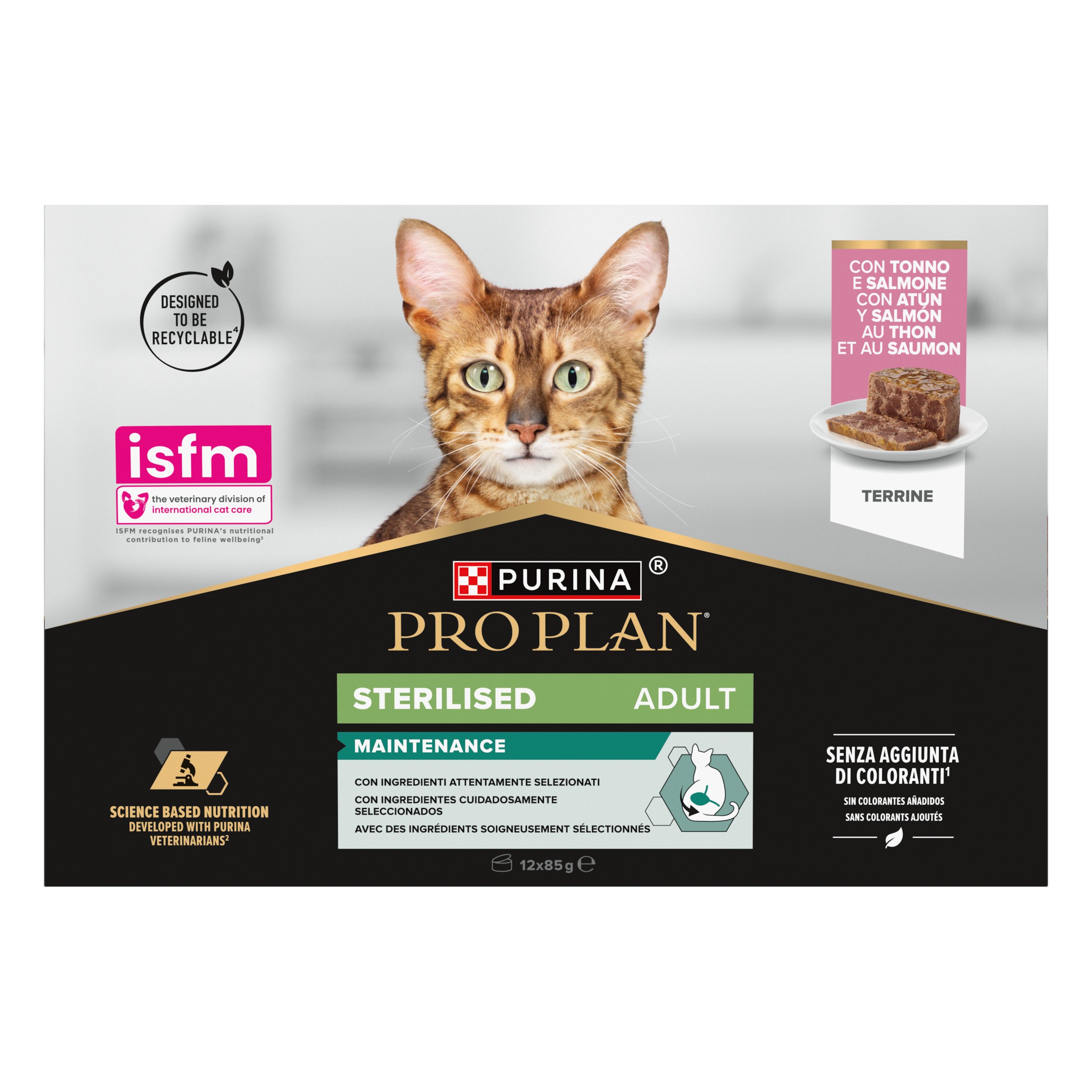 Purina Pro Plan Cat Sterilised Adult Maintenance terrine con Tonno e Salmone 85grx12 pz