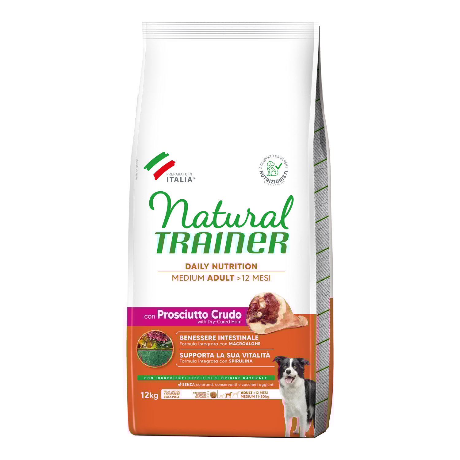 Natural Trainer Daily Nutrition Dog Adult Medium con Prosciutto Crudo 12kg