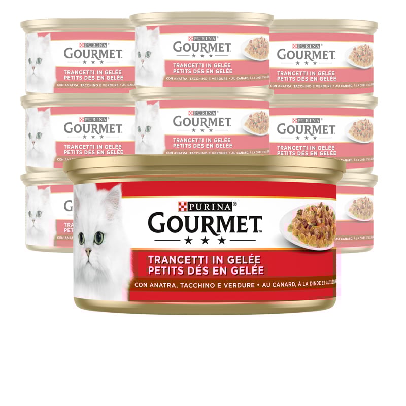 Gourmet Rosso Cat Adult Trancetti in gelatina con Tacchino, Anatra e Verdure 195 gr