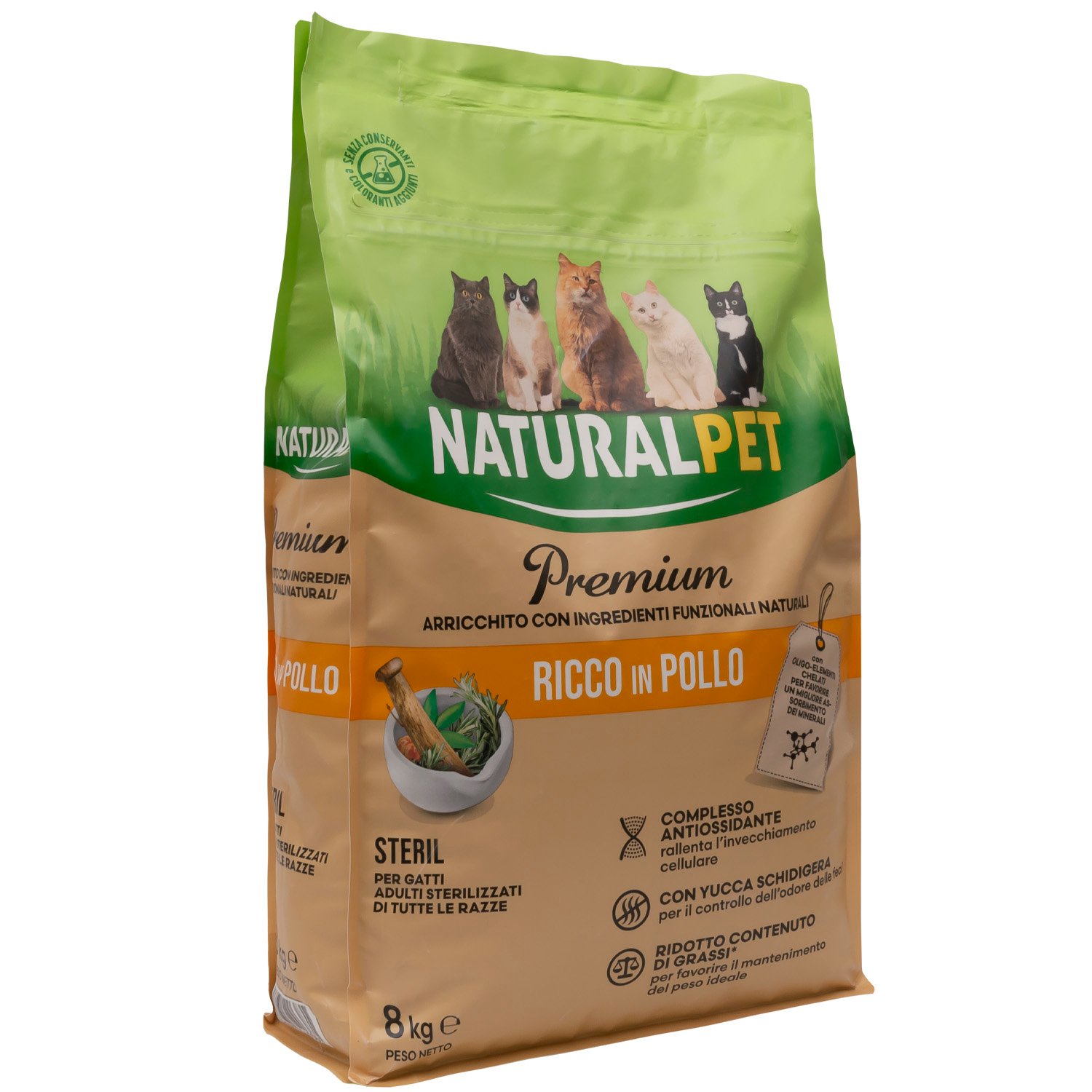Naturalpet Premium Cat Adult Sterilised ricco in Pollo 8kg