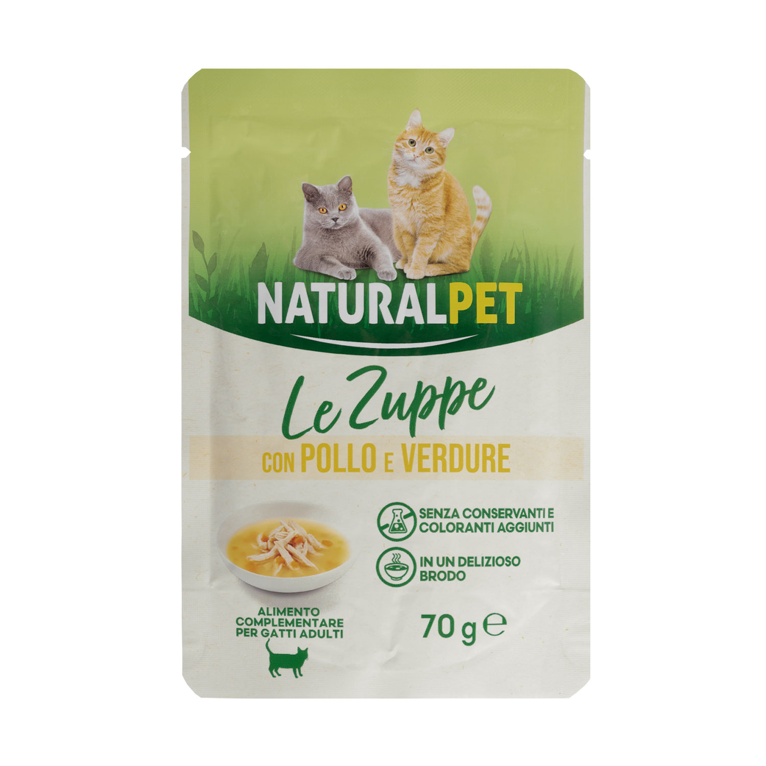 Naturalpet Cat adult Zuppa con Pollo e Verdure 70g