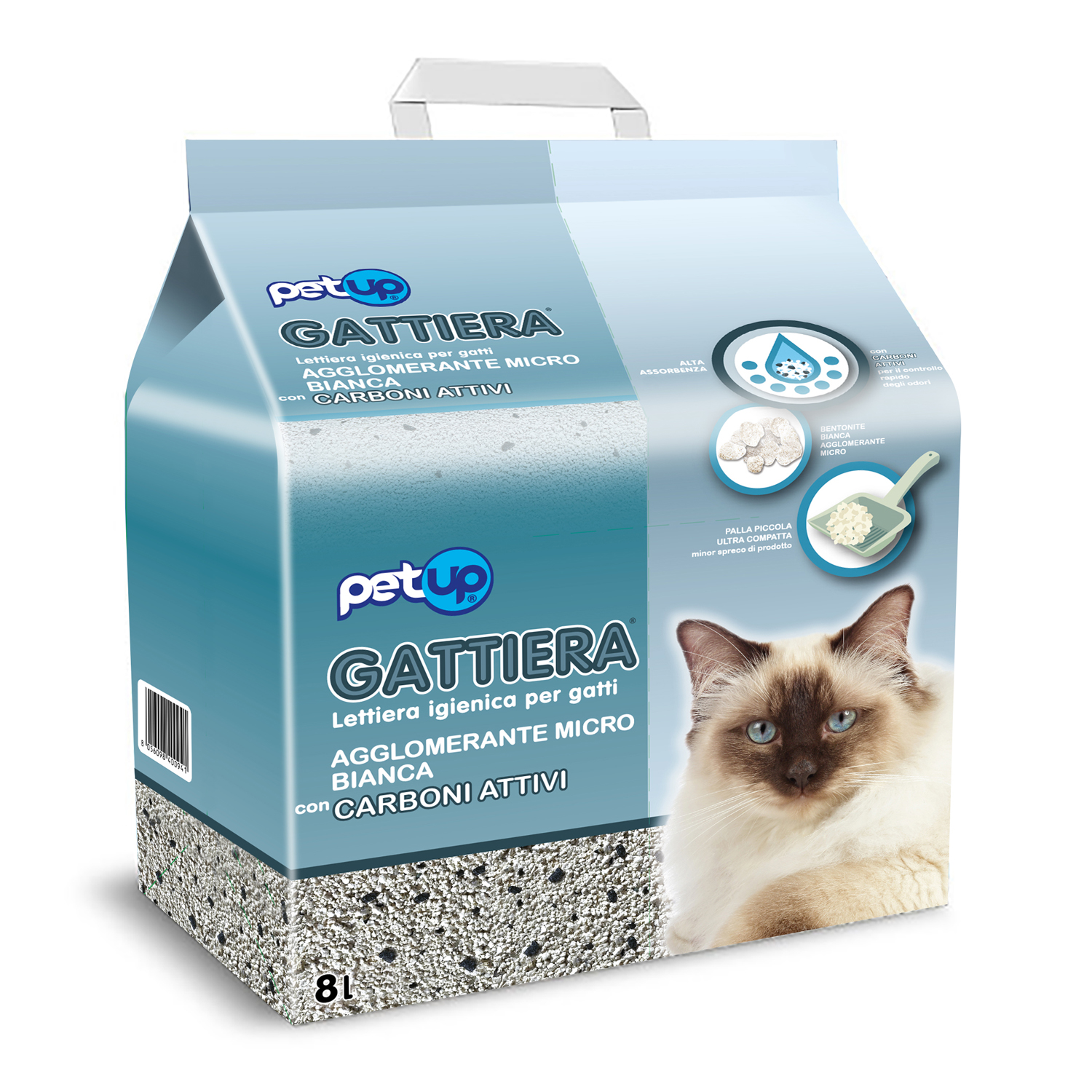 Petup Gattiera agglomerante micro con Carboni attivi 8 lt