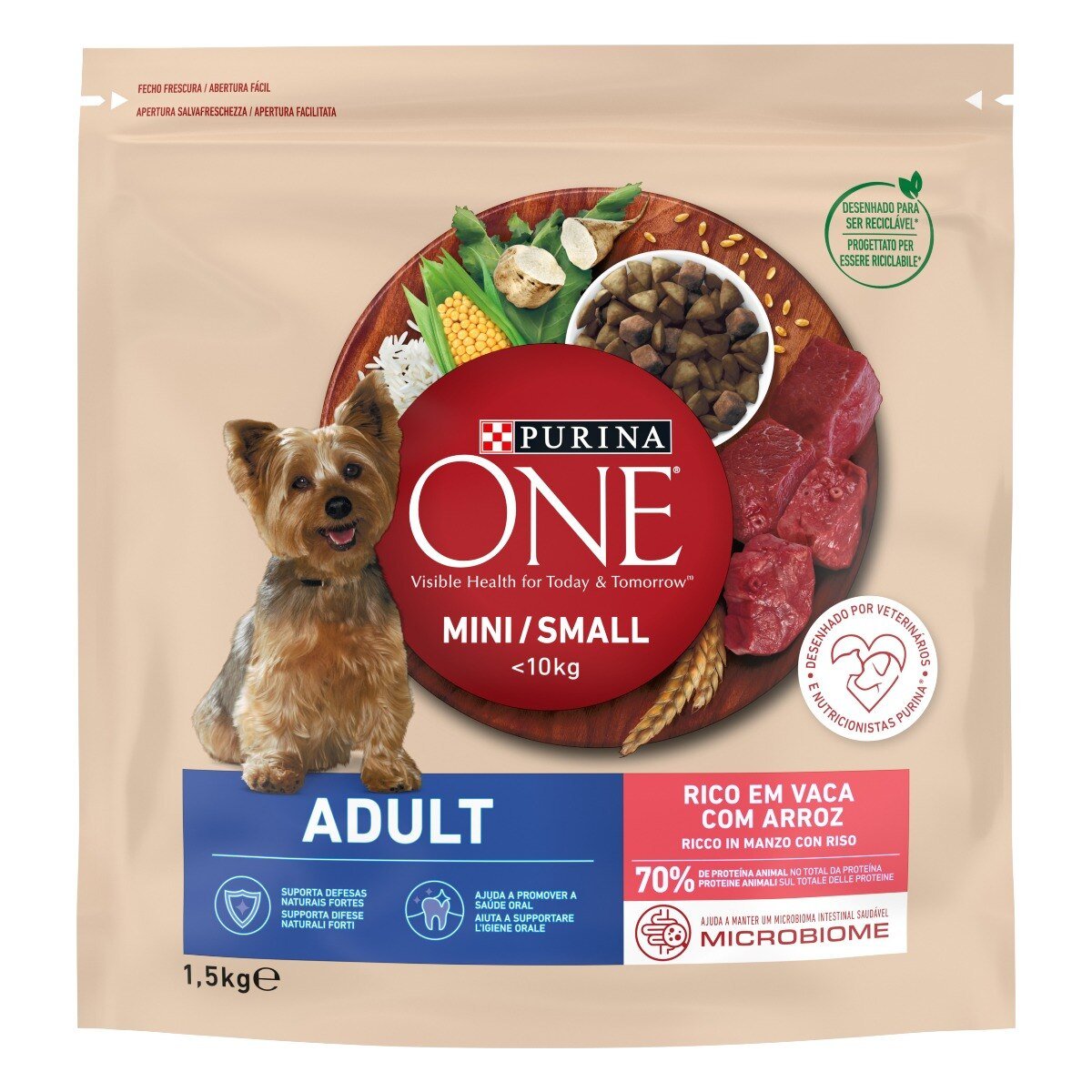 Purina One Dog Mini Adult ricco in Manzo con riso 800gr