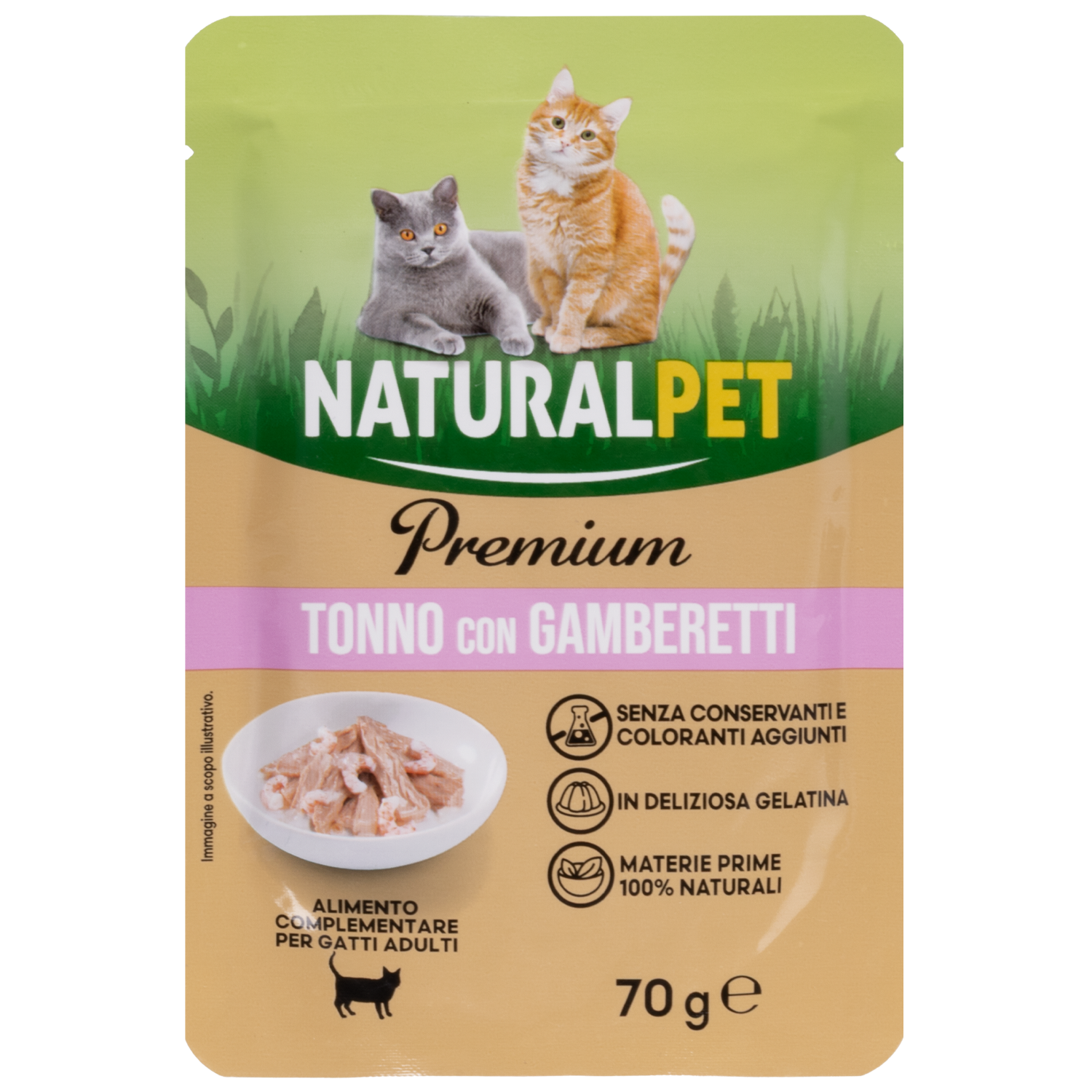 Naturalpet Premium Cat Adult Tonno con Gamberetti 70 g