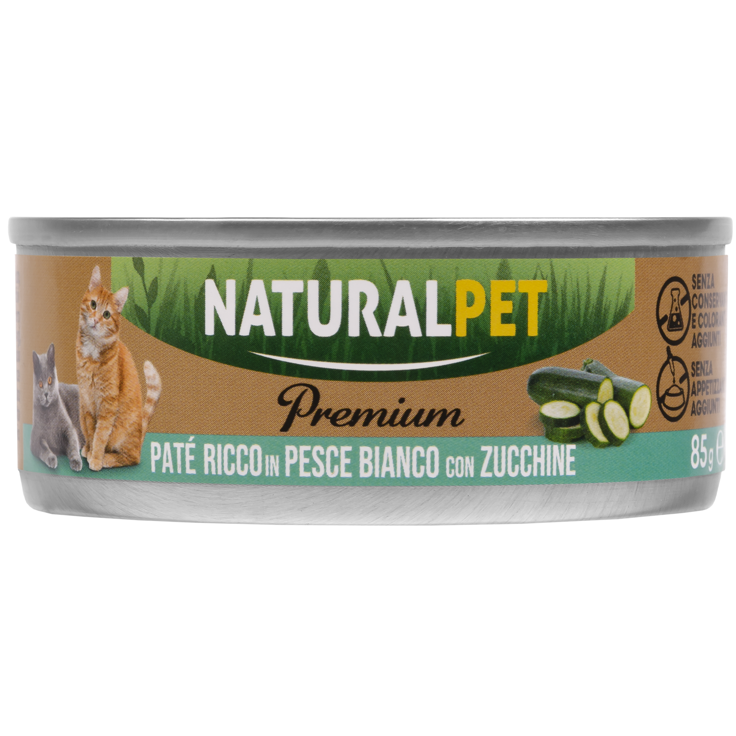 Naturalpet Premium Cat paté al pesce bianco con zucchine 85gr