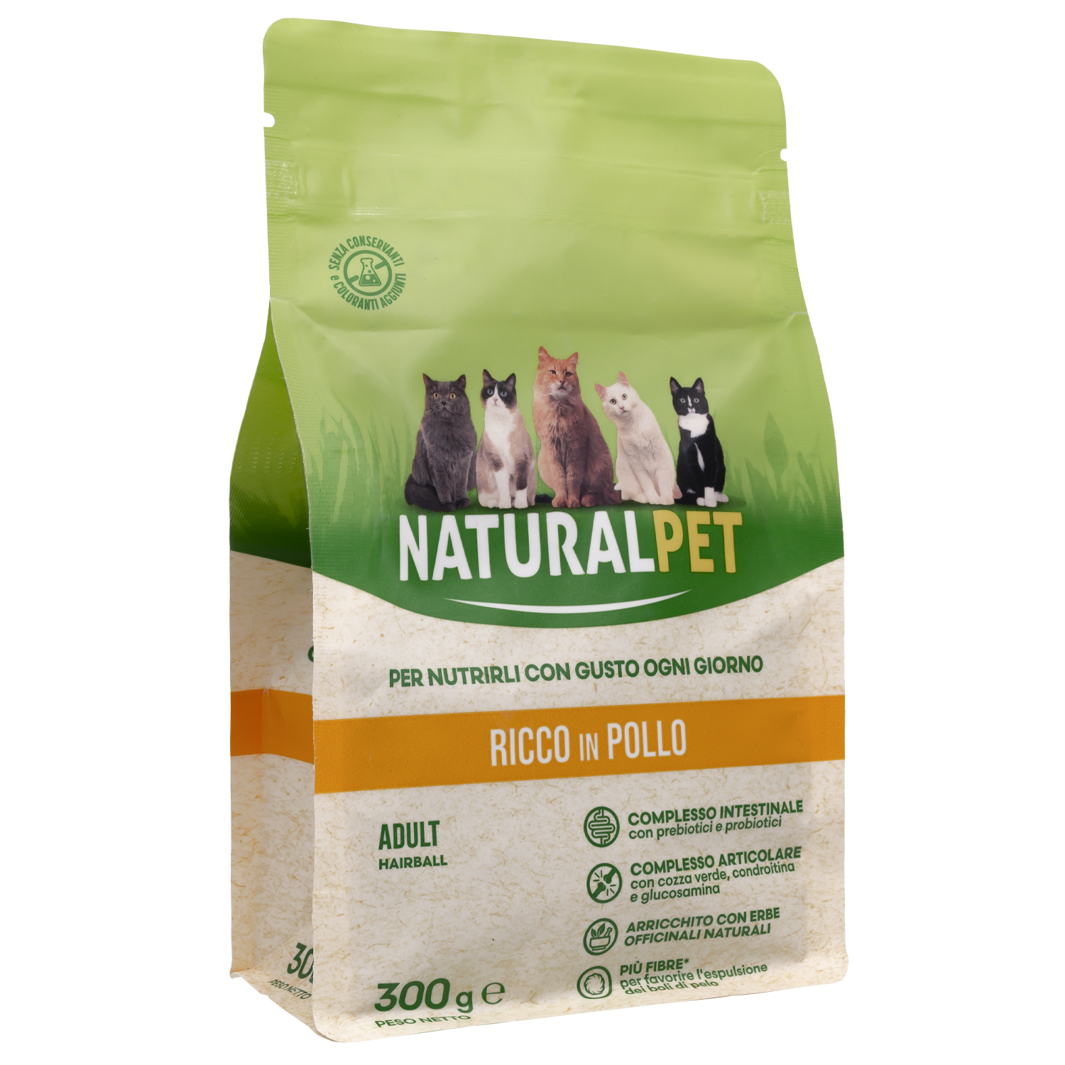Naturalpet Cat Adult Hairball ricco in Pollo 300gr