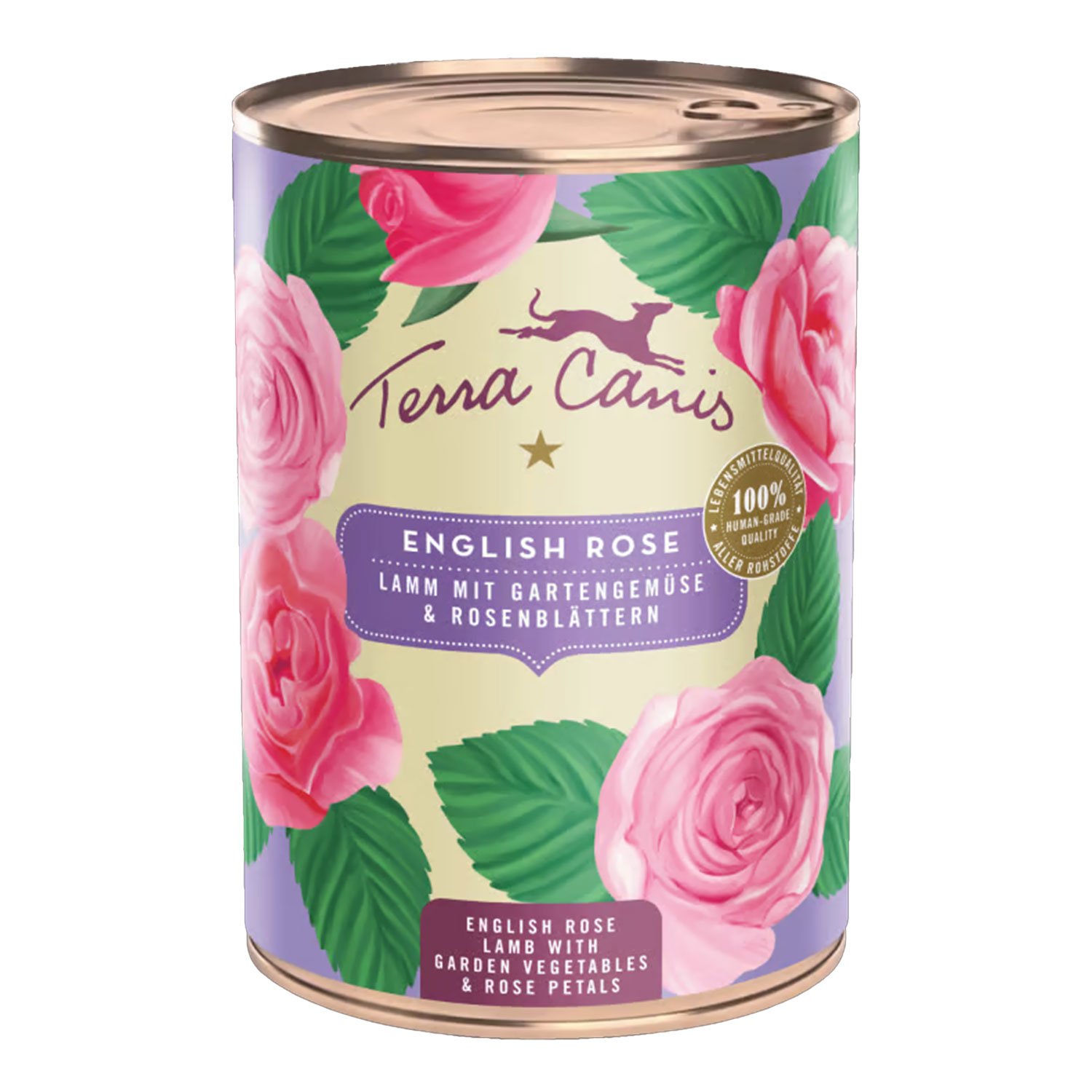 Terra Canis Dog menu flower Rosa Inglese Agnello con verdure miste e petali di rosa 400gr