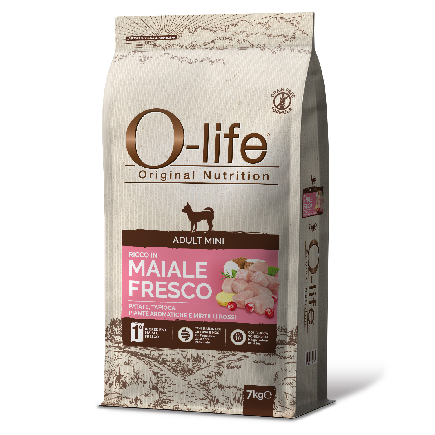 O-life Dog Adult Mini con Maiale Fresco 7 kg