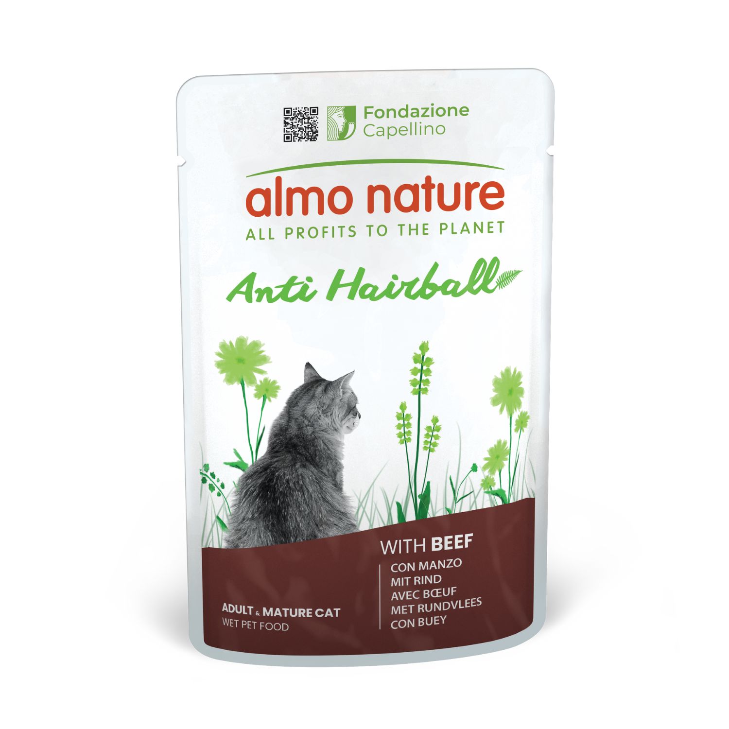 Almo Nature Anti Hairball Cat Adult con Manzo 70 gr