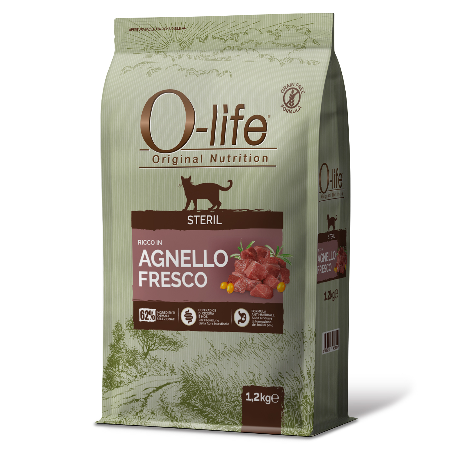 O-life Cat Adult Sterilised con Agnello 1,2 Kg