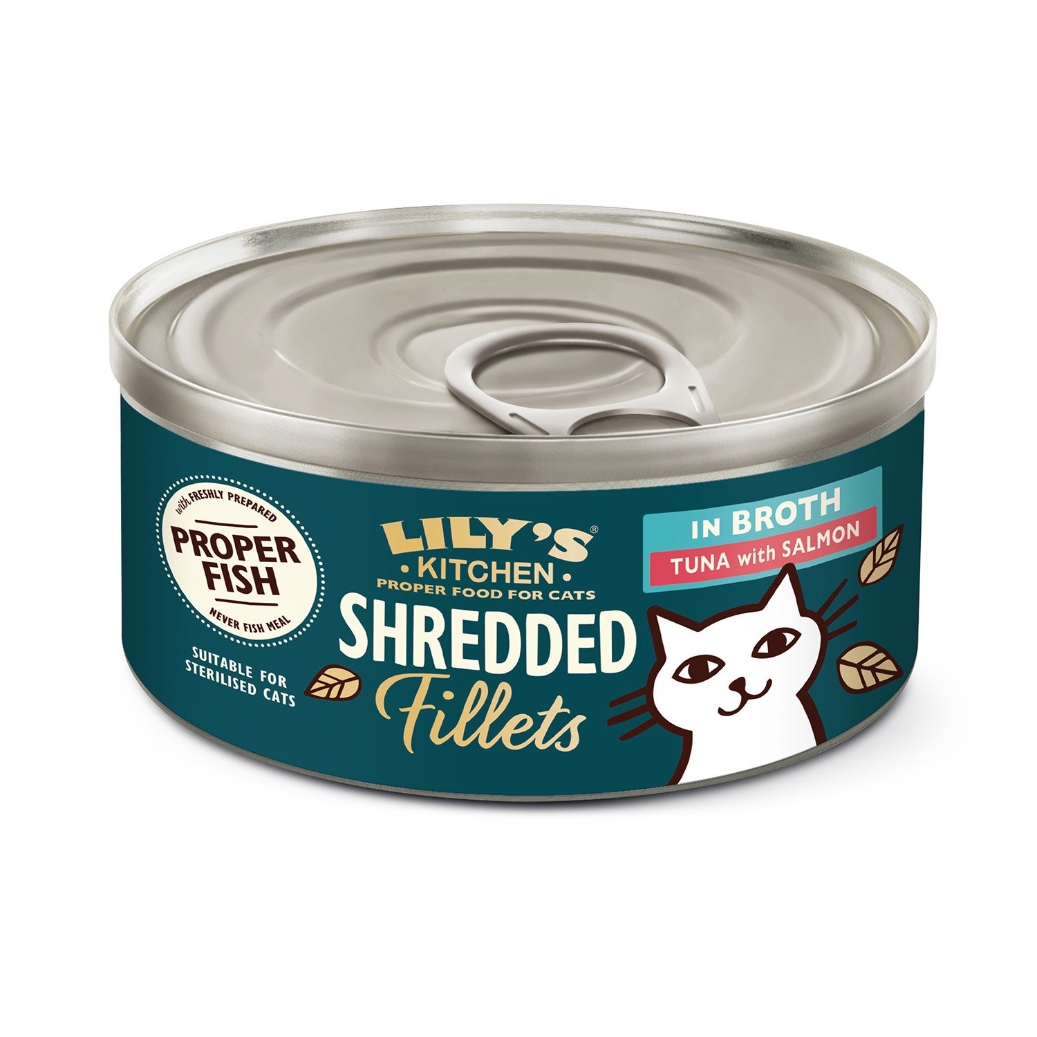 Lily's Kitchen Cat Adult Shredded Fillets Tuna & Salmon in Broth, Sfilaccetti di Tonno con Salmone 70 gr