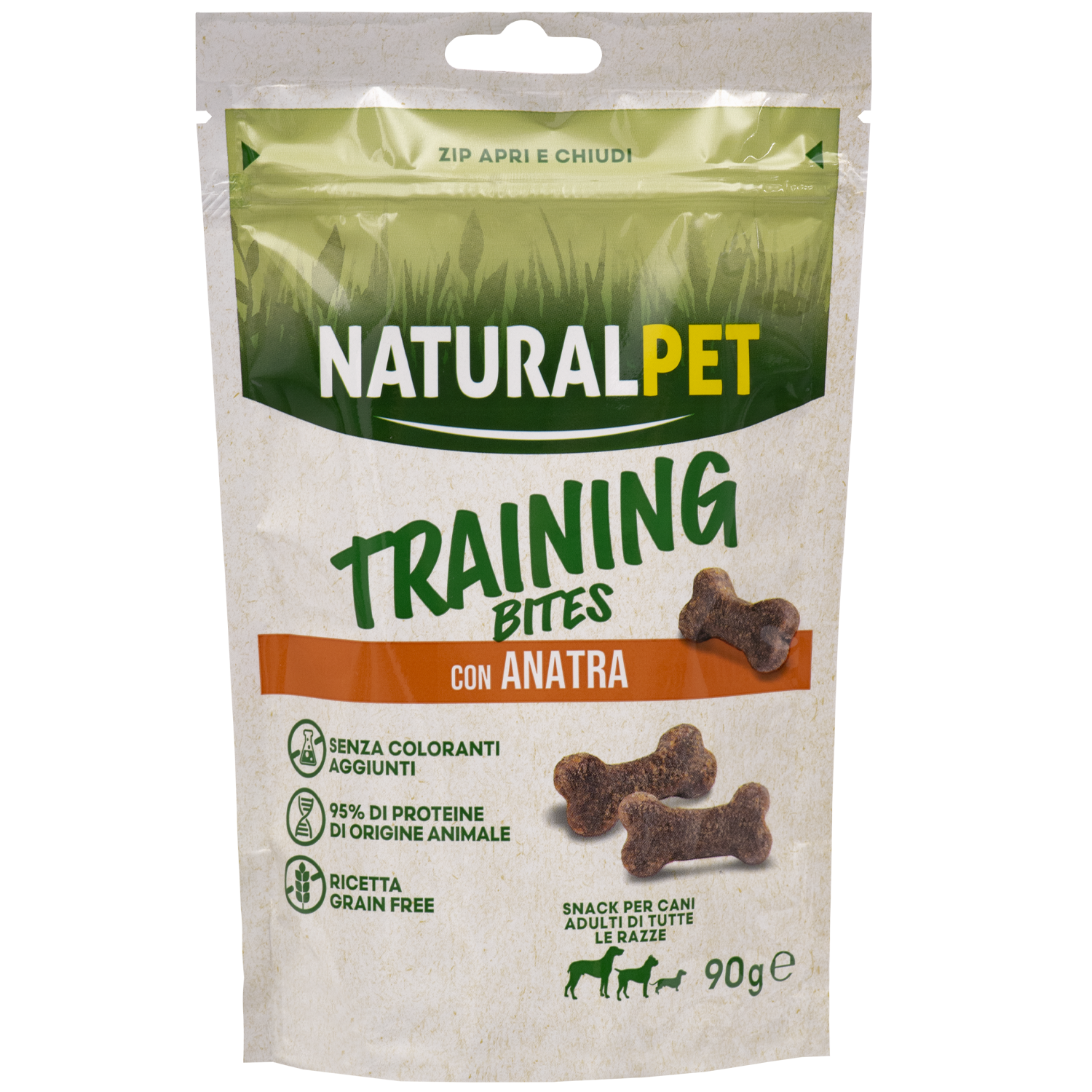 Naturalpet Training Bites Snack Dog Adult con anatra 90gr