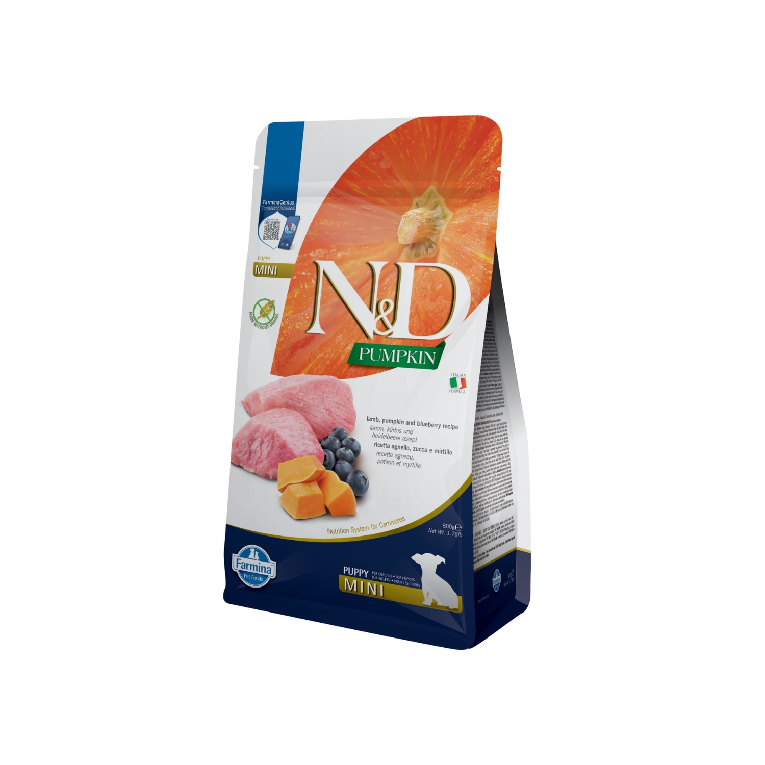 N&D Farmina Farmina N&D Pumpkin Dog Puppy Mini Agnello e Mirtillo 800 gr