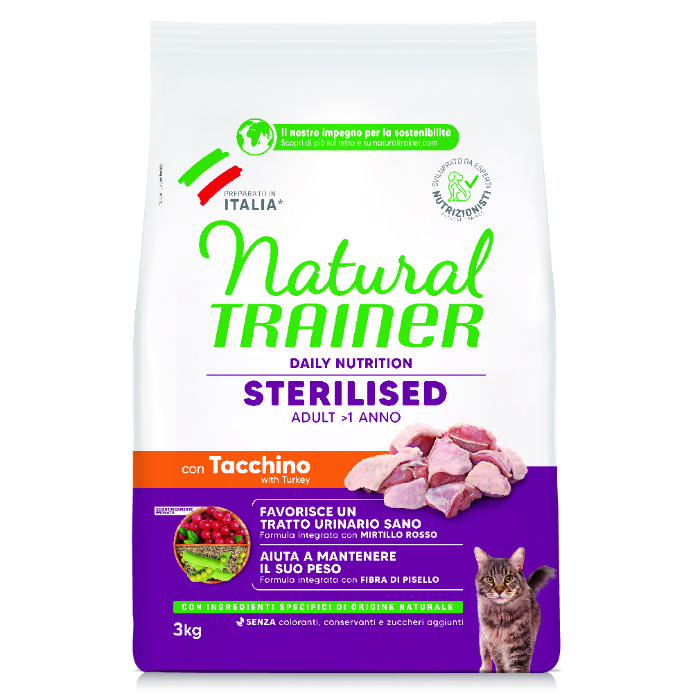 Natural Trainer Cat Adult Sterilised Tacchino 3 kg