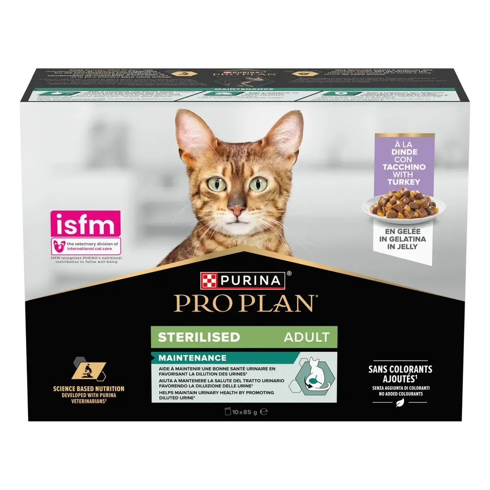 Purina Pro Plan Wet Cat Sterilised in gelatina con Tacchino 10x85g