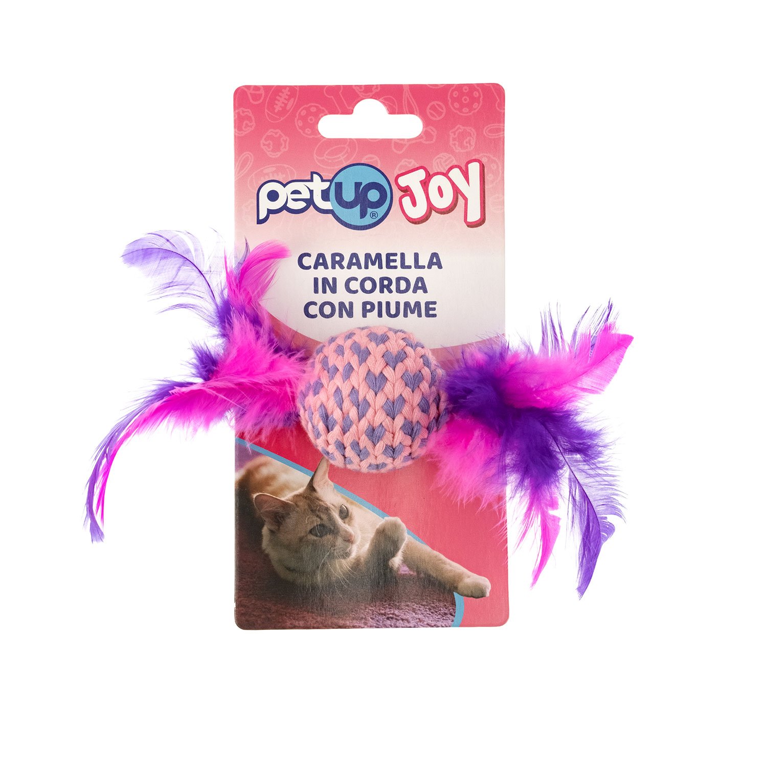 Petup Joy Caramella In Corda Con Piume 4 cm