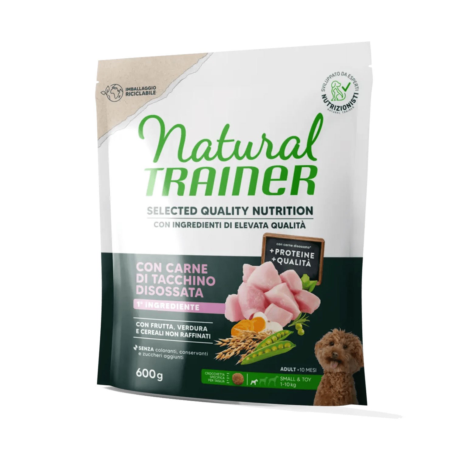 Natural Trainer Selected Quality Nutrition Dog Adult Mini con Tacchino 600gr