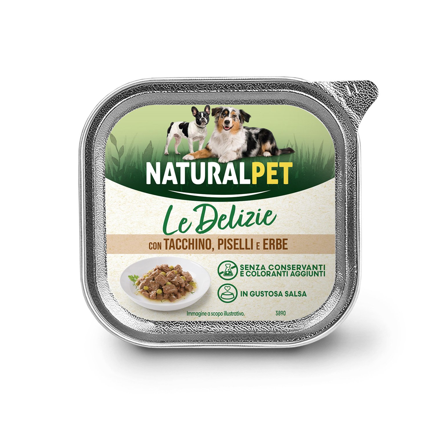 Naturalpet Le Delizie Dog Adult con tacchino, piselli ed erbe 150gr