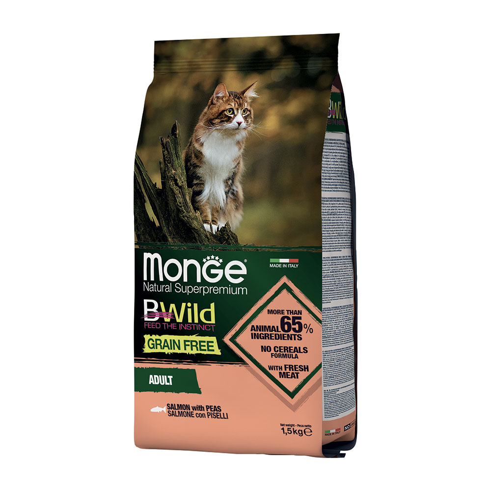 Monge Natural Superpremium BWild Cat Adult Grain Free Samone e Piselli 1,5 kg