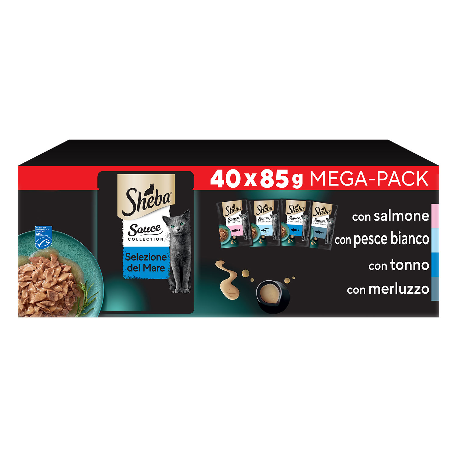 Sheba Cat Sauce Collection Selezione del Mare 40 pz x 85 gr