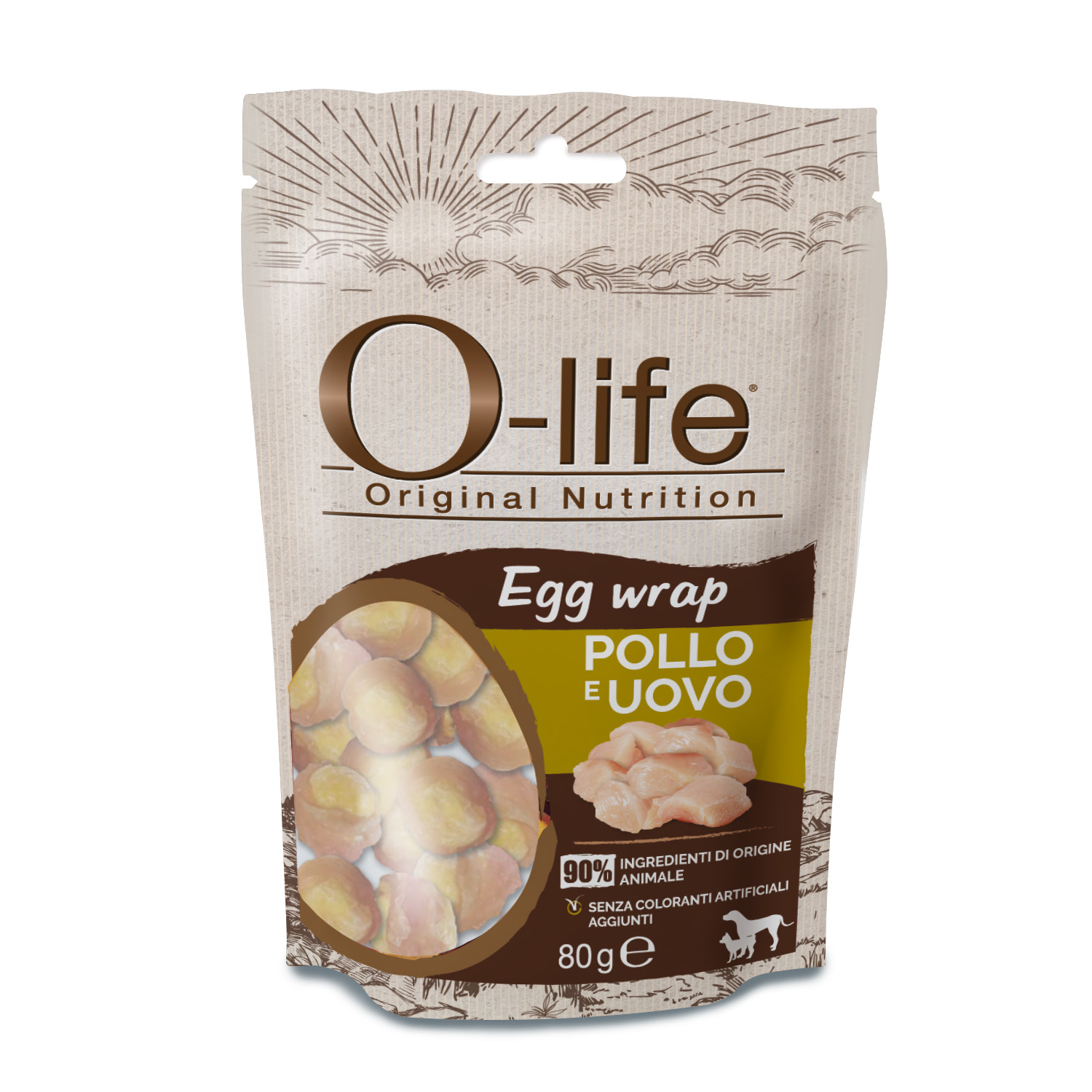 O-life Dog Snack Egg Wrap con Pollo e uovo 80gr