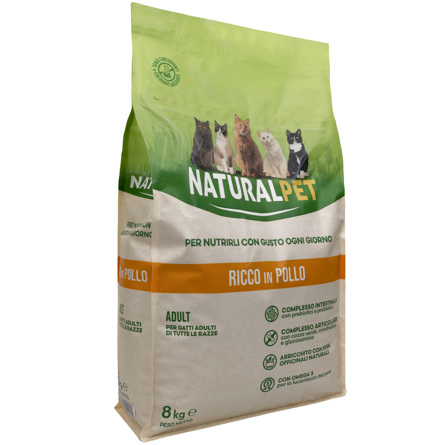 Naturalpet Cat Adult ricco in Pollo 8 kg