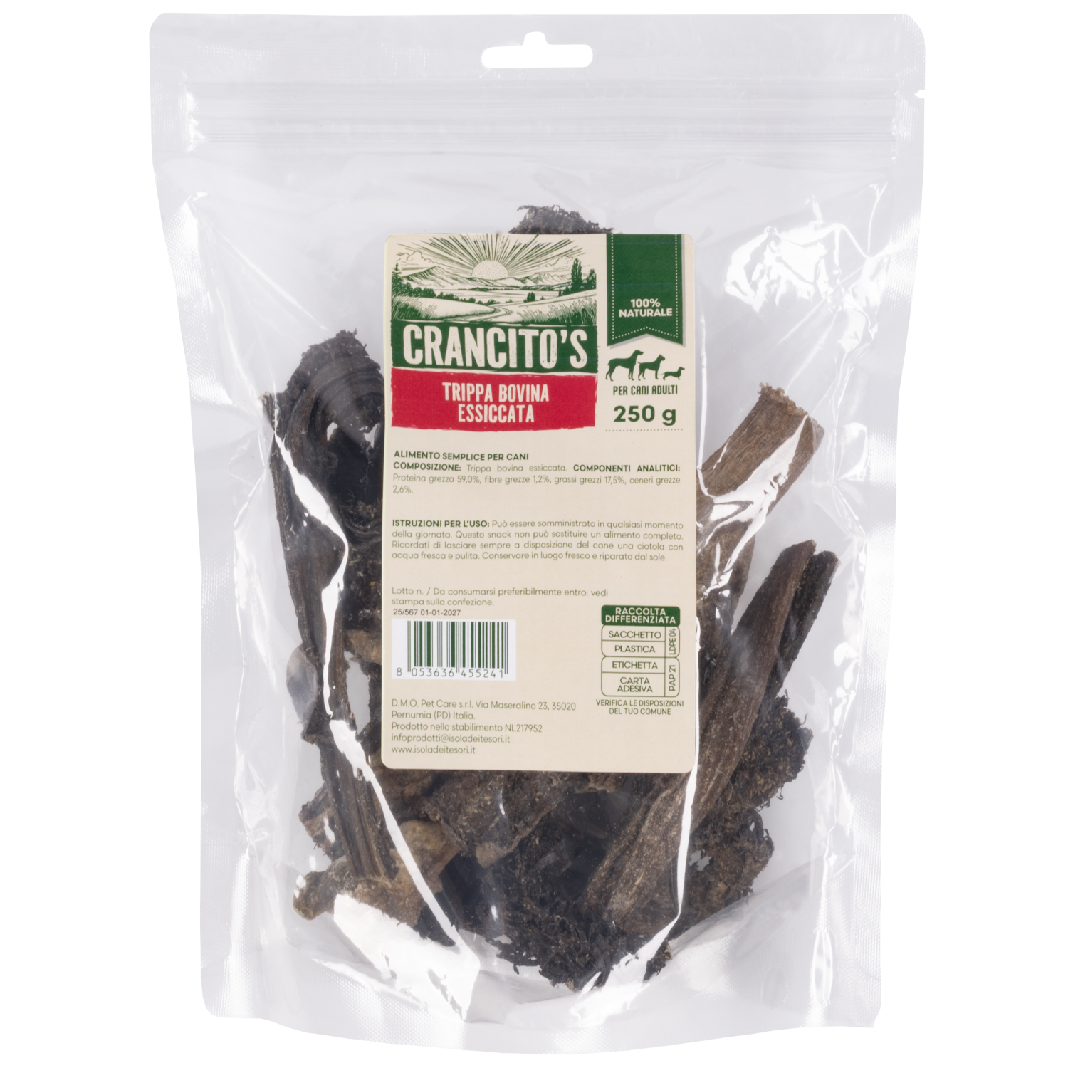 Crancito's Dog Adult Trippa bovina essiccata 250gr