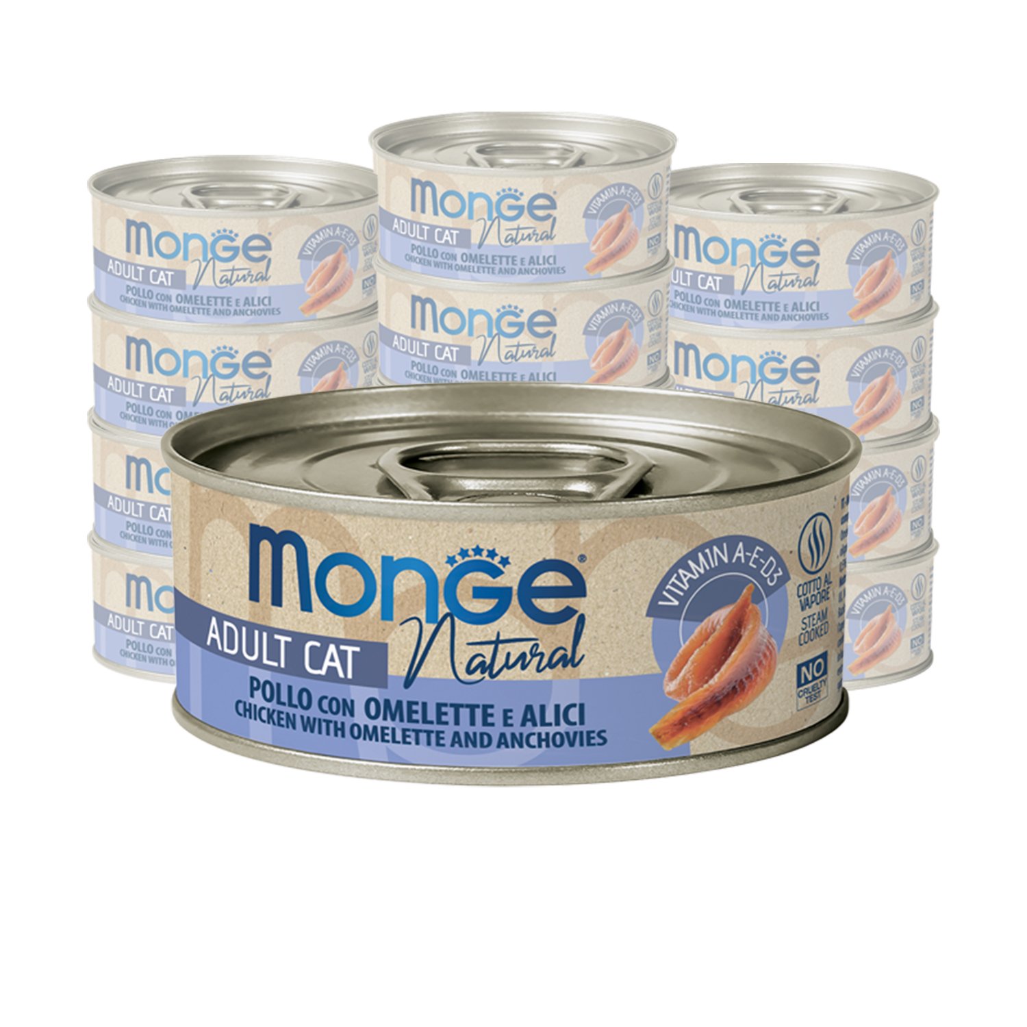 Monge Natural Cat Adult Pollo con Omelette e Alici 80 gr