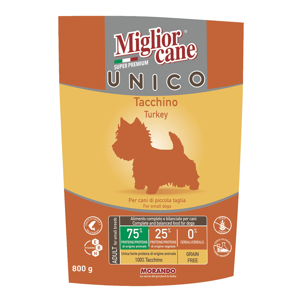Migliorcane Unico Dog Adult Mini con Tacchino 800 gr