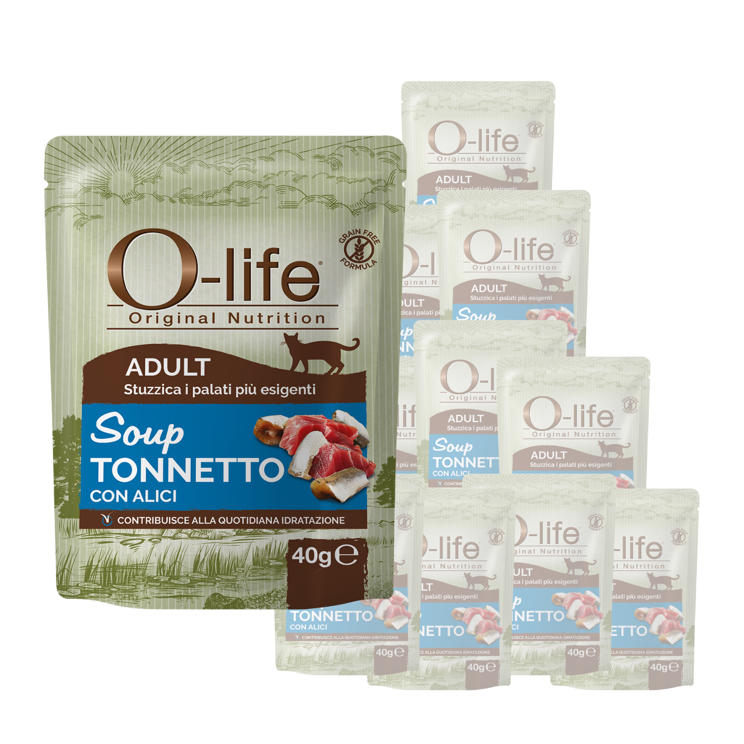 O-life Cat Adult Soup Tonnetto con alici 40gr img