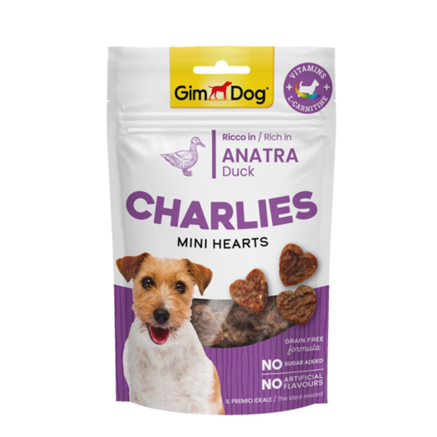 Gimdog Snack Charlies Mini Hearts Anatra 70gr