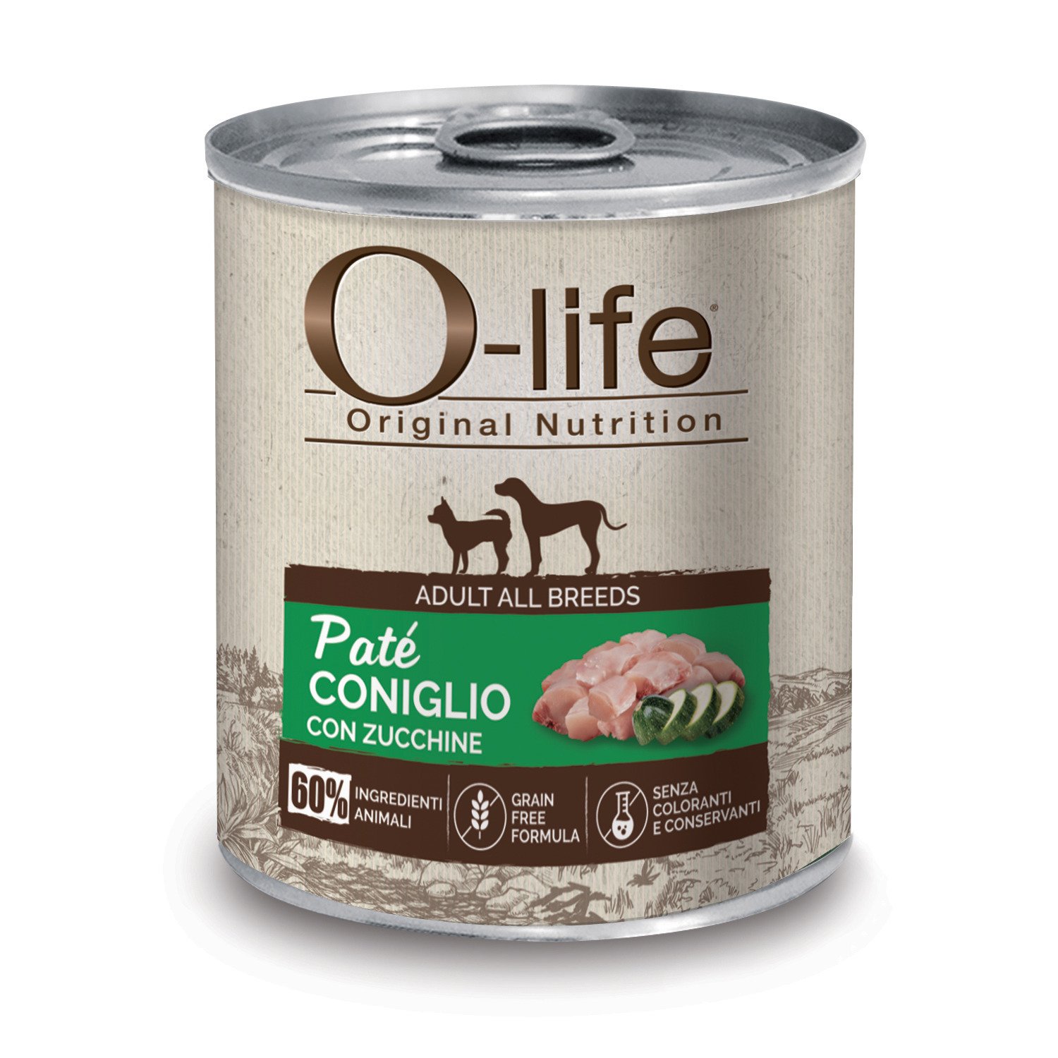 O-life Adult All Breeds Paté Coniglio con Zucchine 400g